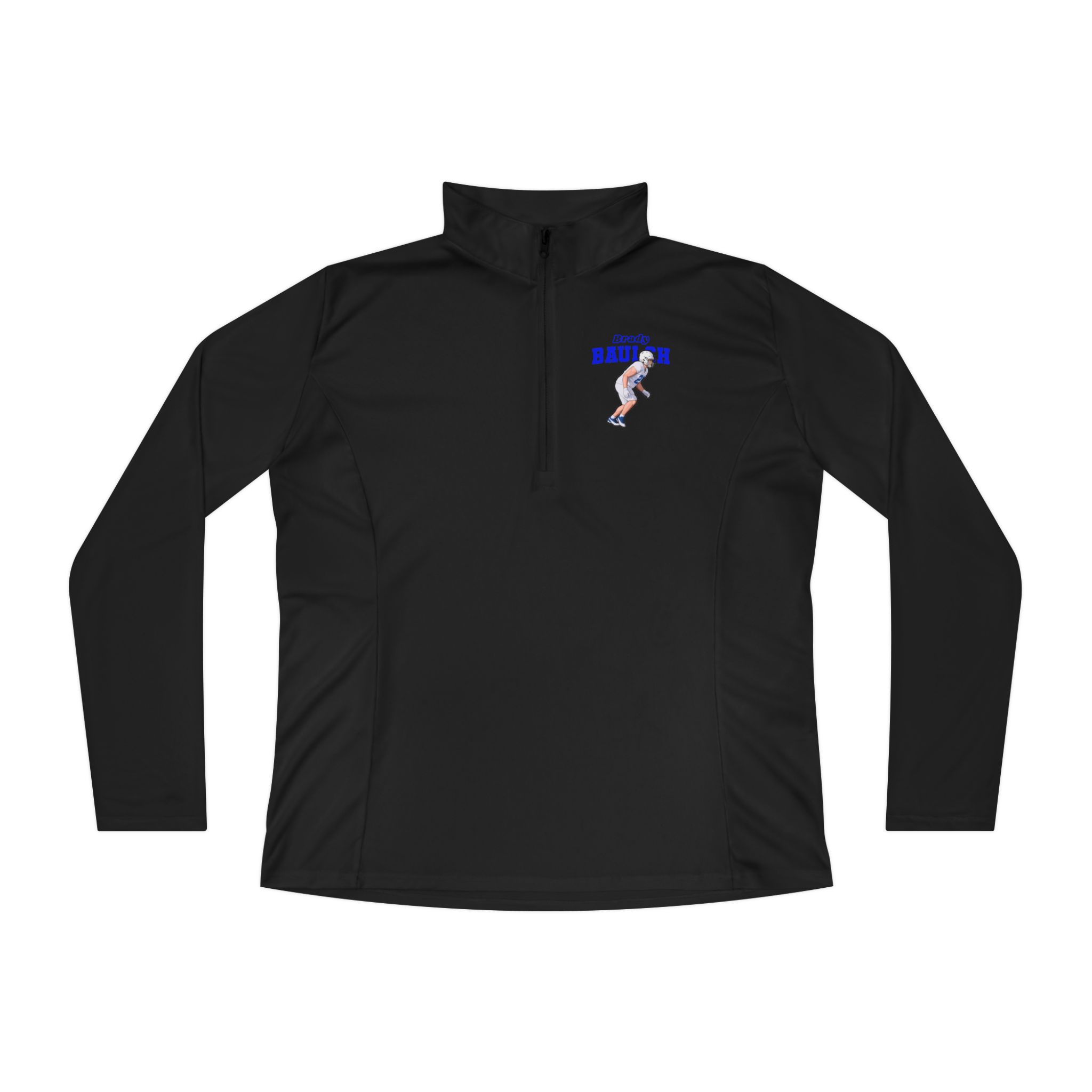 Women's Q-Zip Pullover — character_name_arch in Black