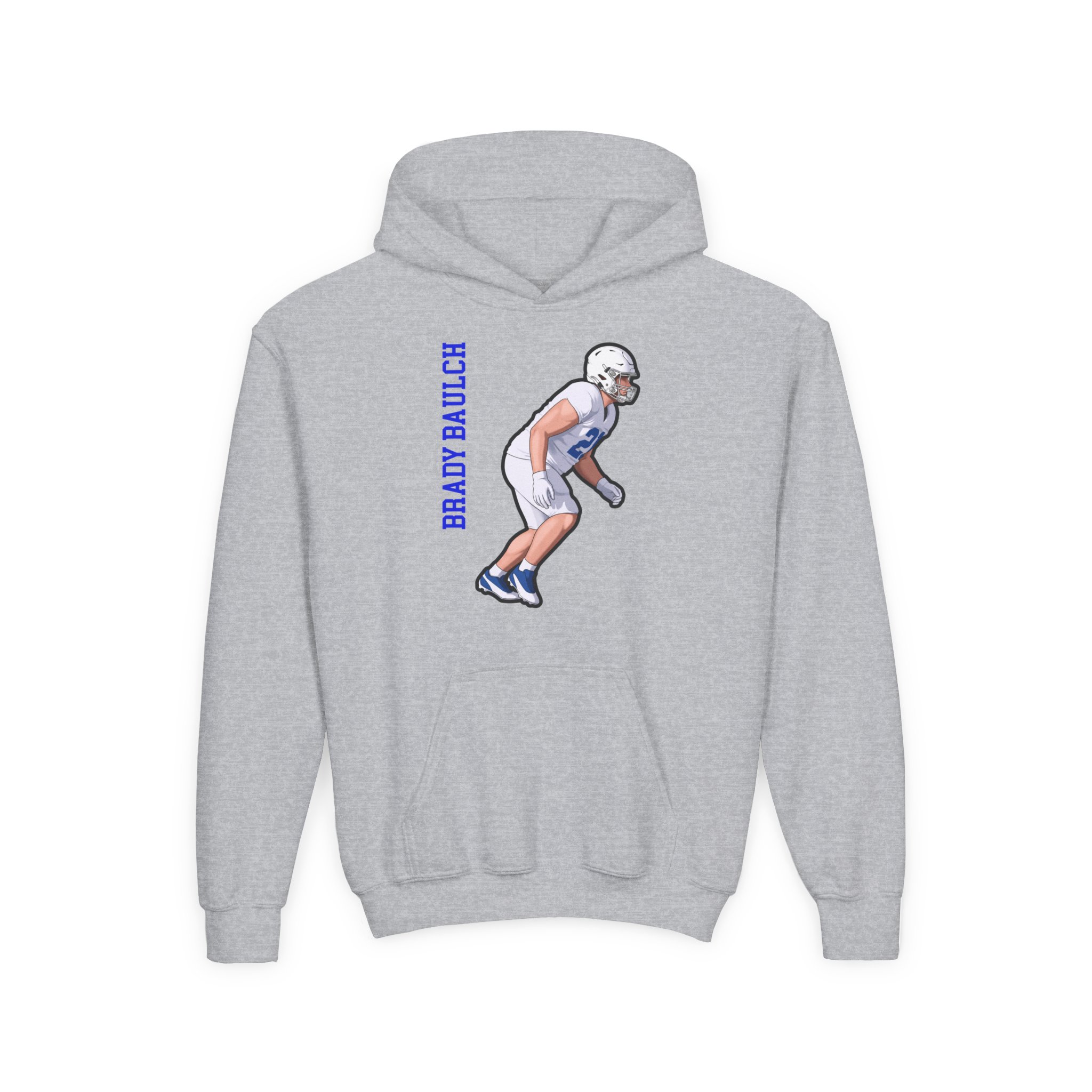 Youth Hoodie — character_name_vertical in Grey