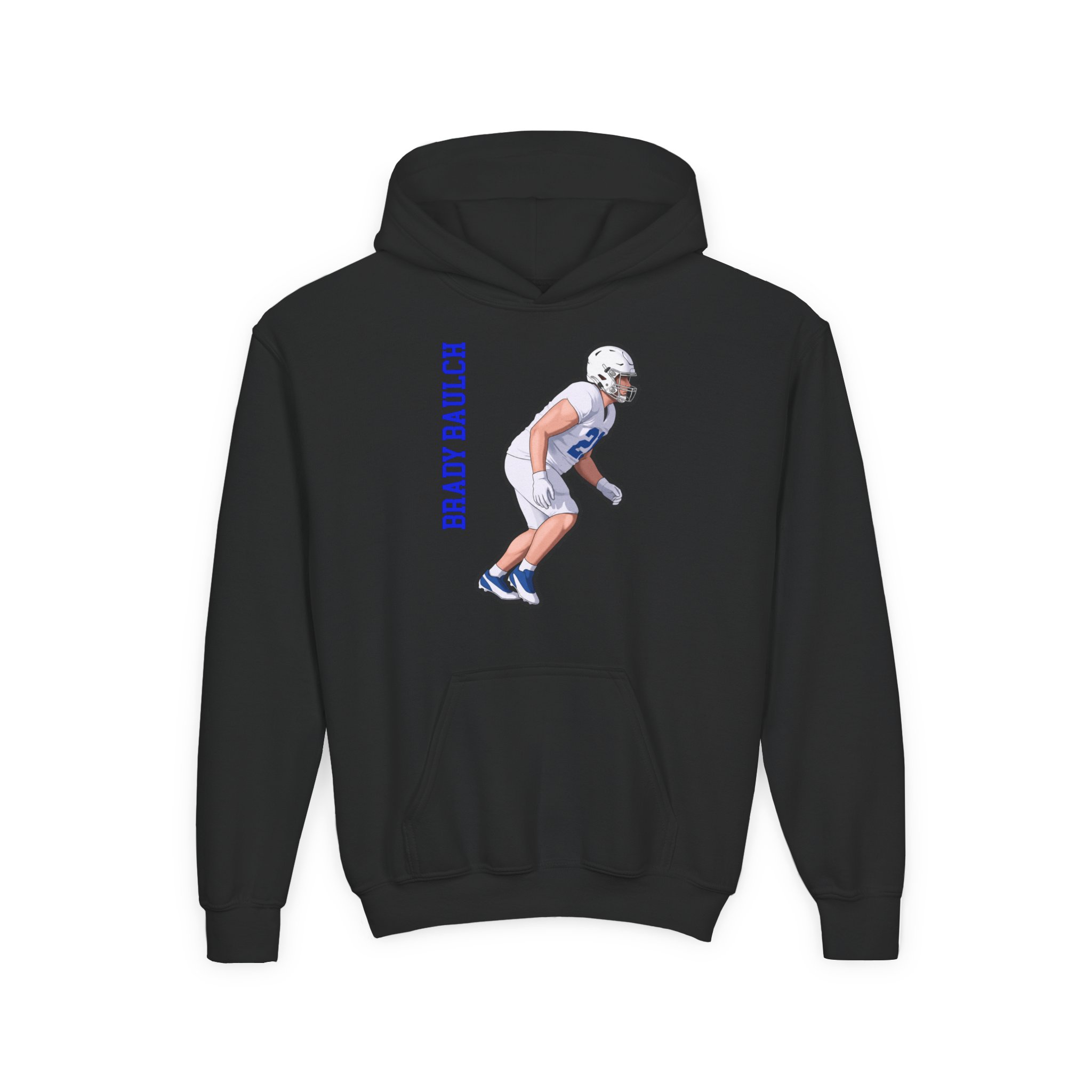 Youth Hoodie — character_name_vertical in Black