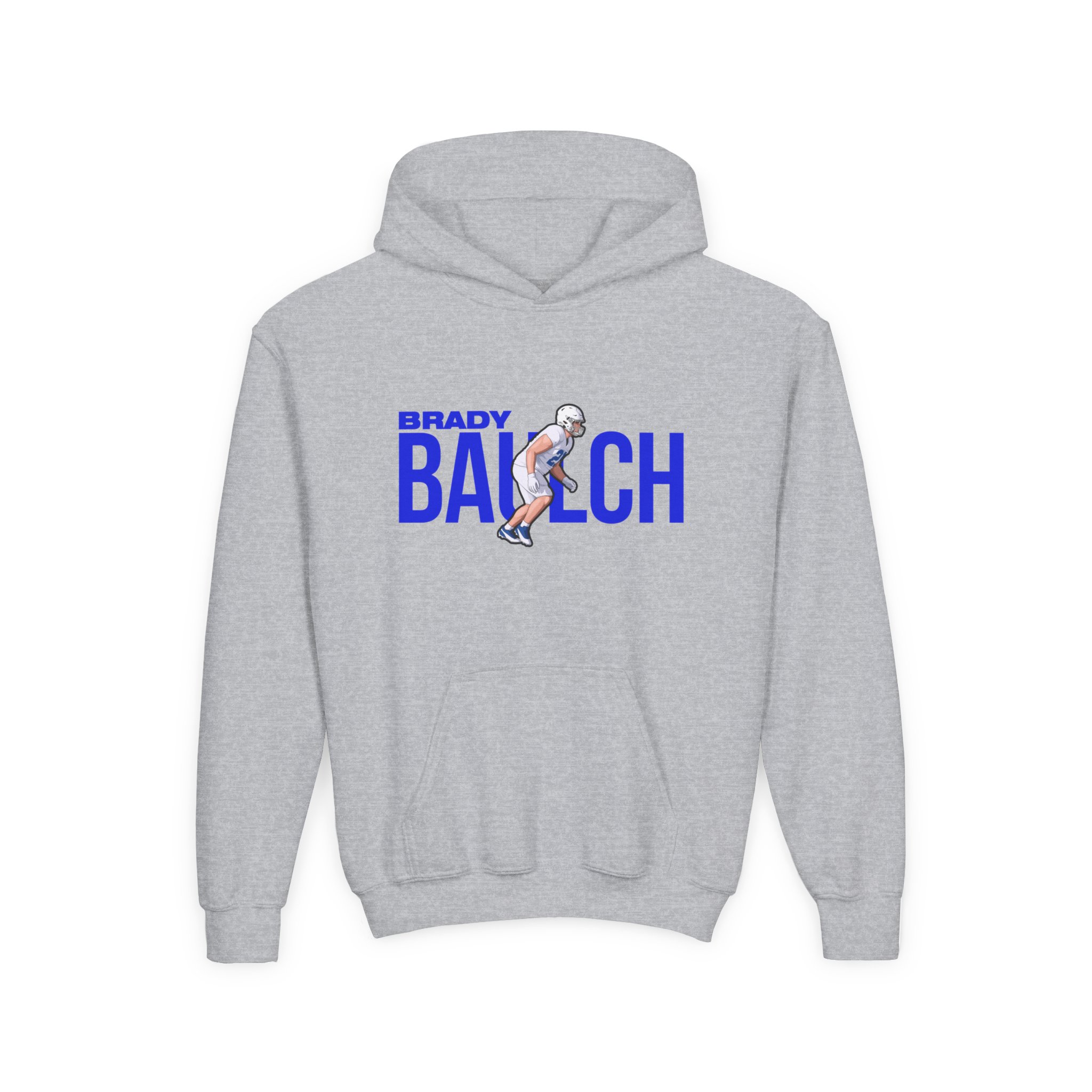 Youth Hoodie — character_player_name in Grey
