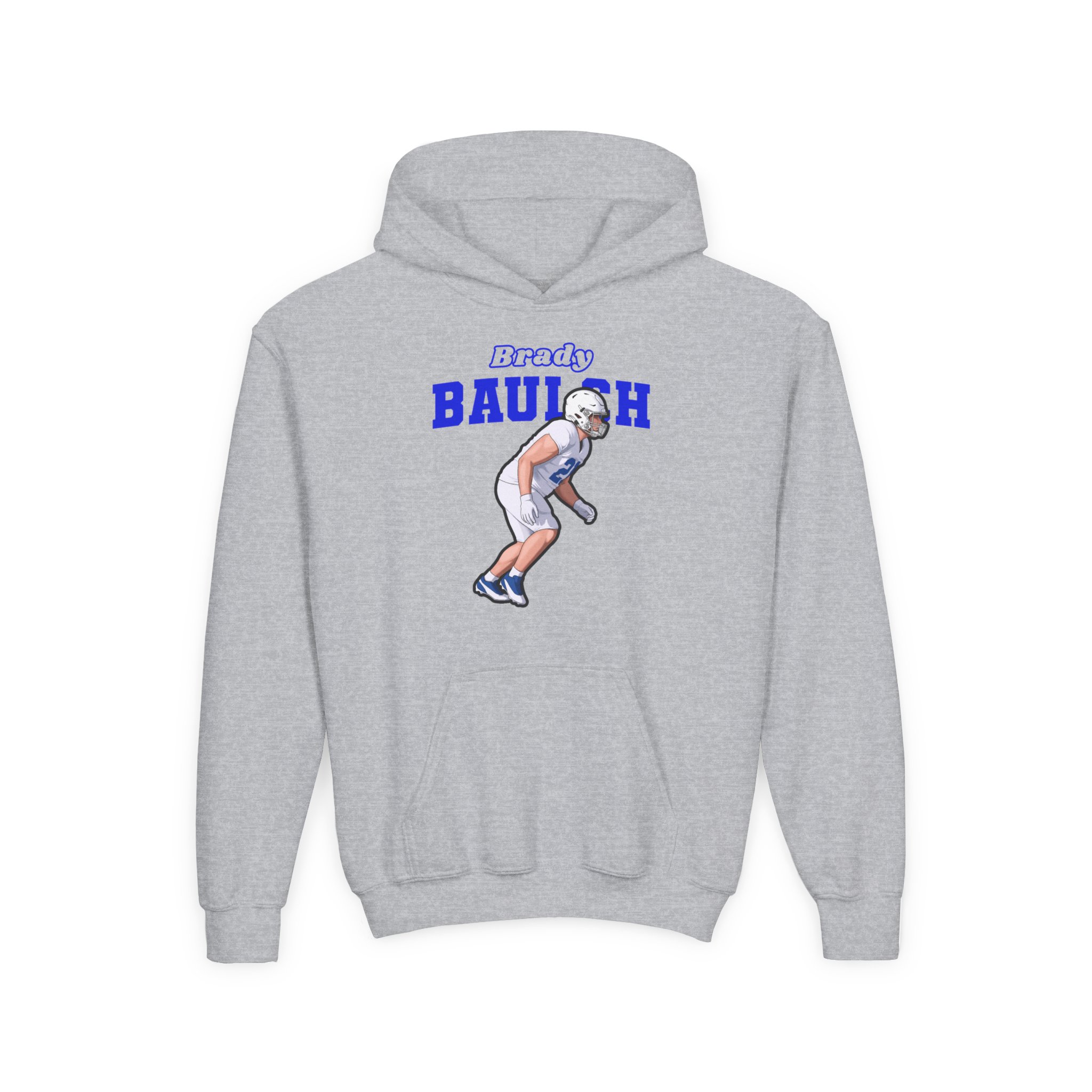 Youth Hoodie — character_name_arch in Grey