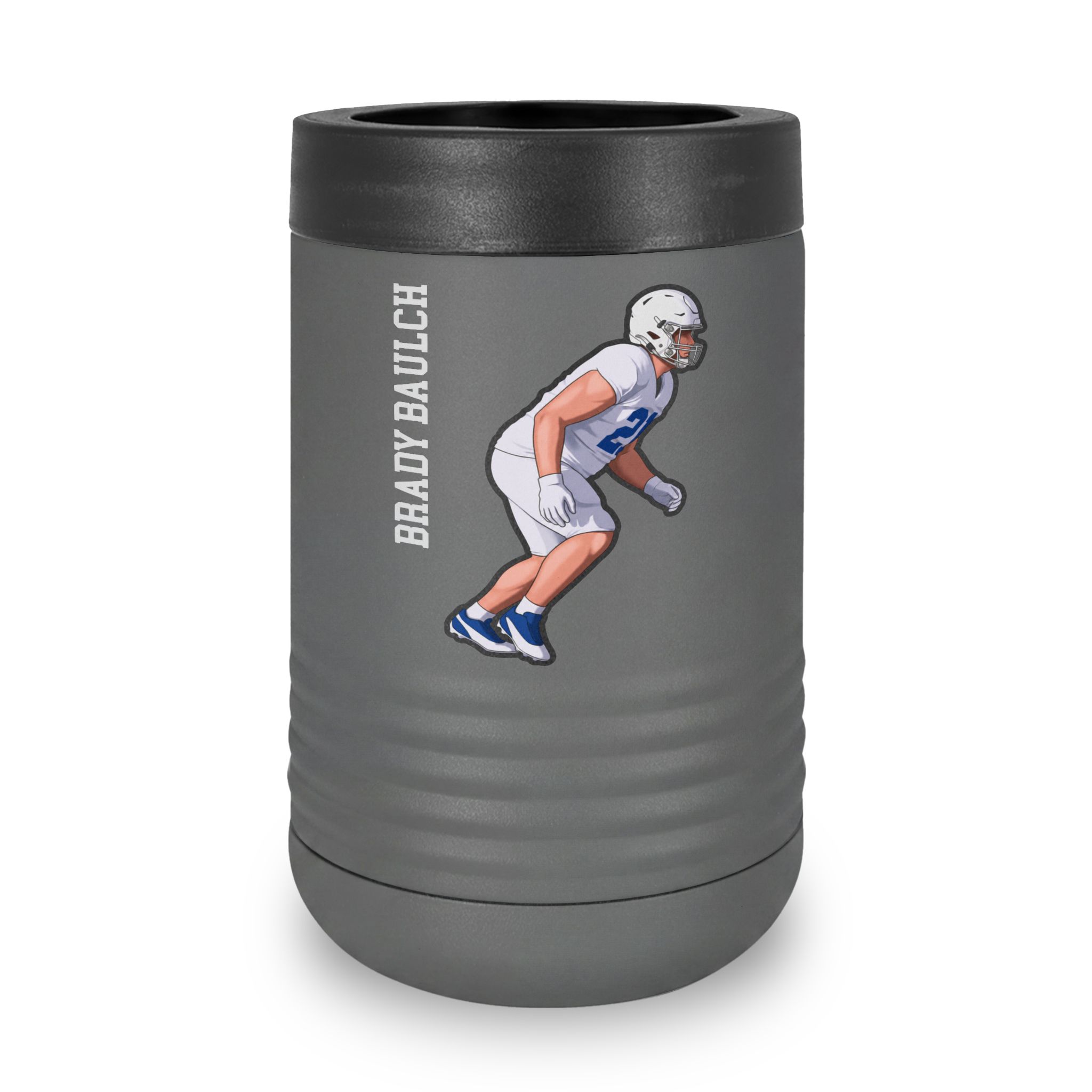 Stainless Can Cooler — character_name_vertical in Grey