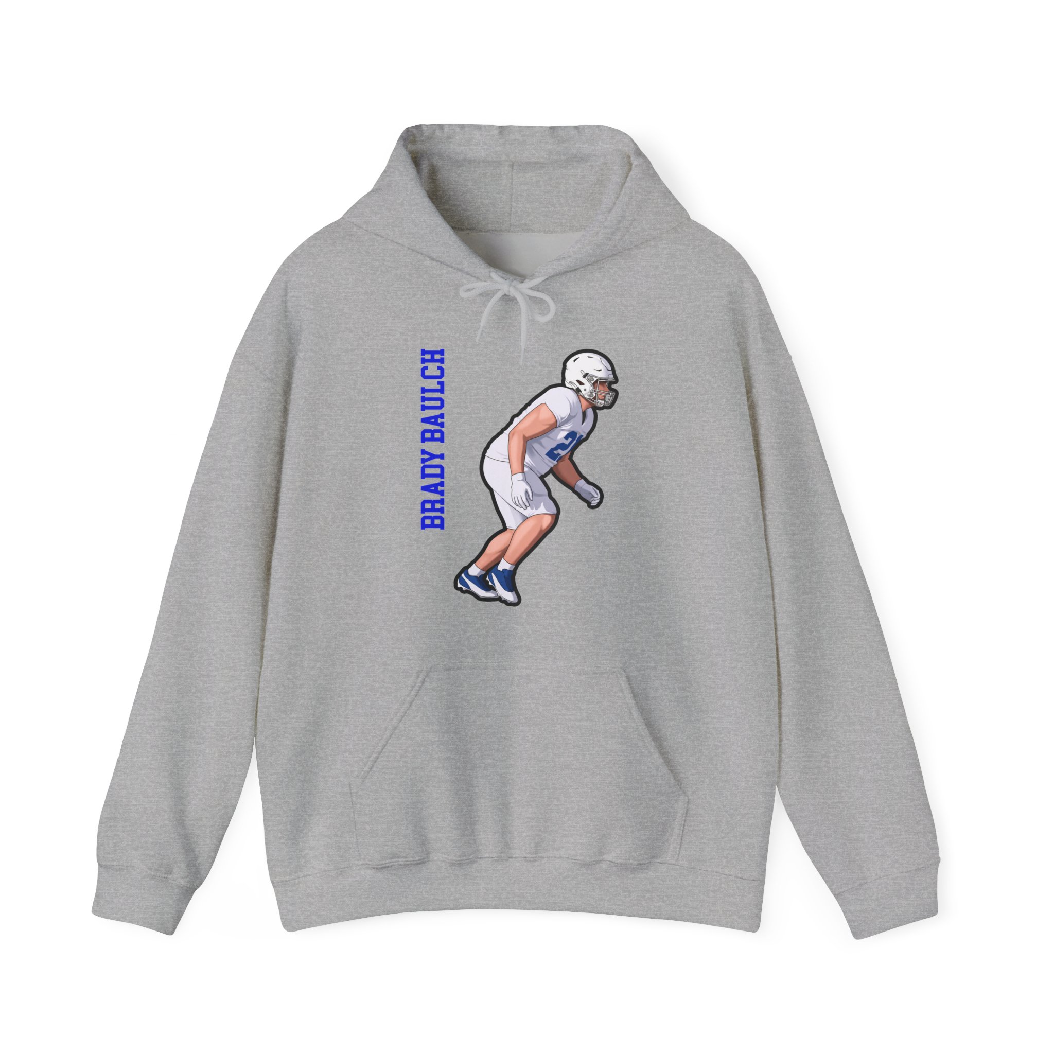 Hoodie — character_name_vertical in Grey