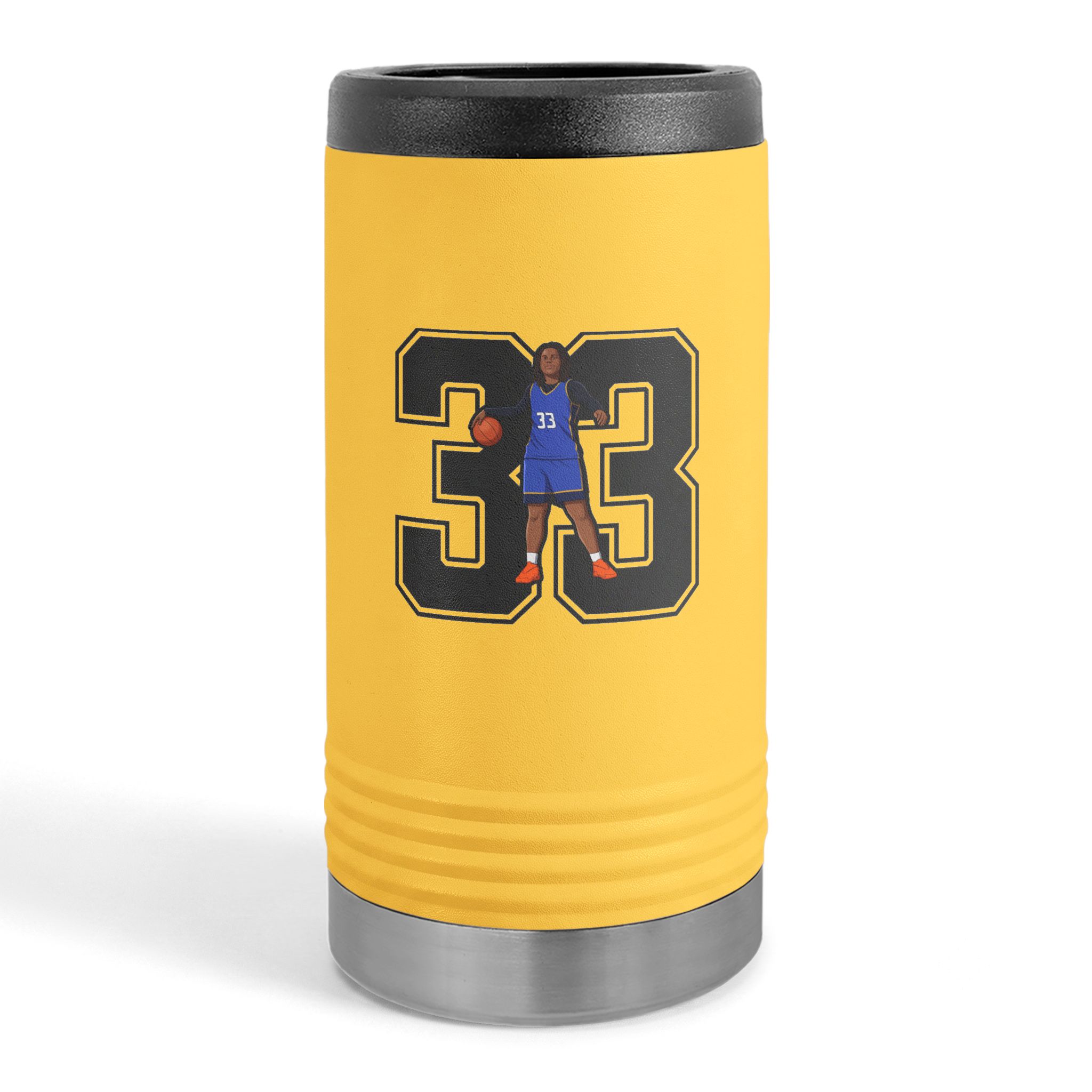 Slim Stainless Can Cooler — character_number in Yellow