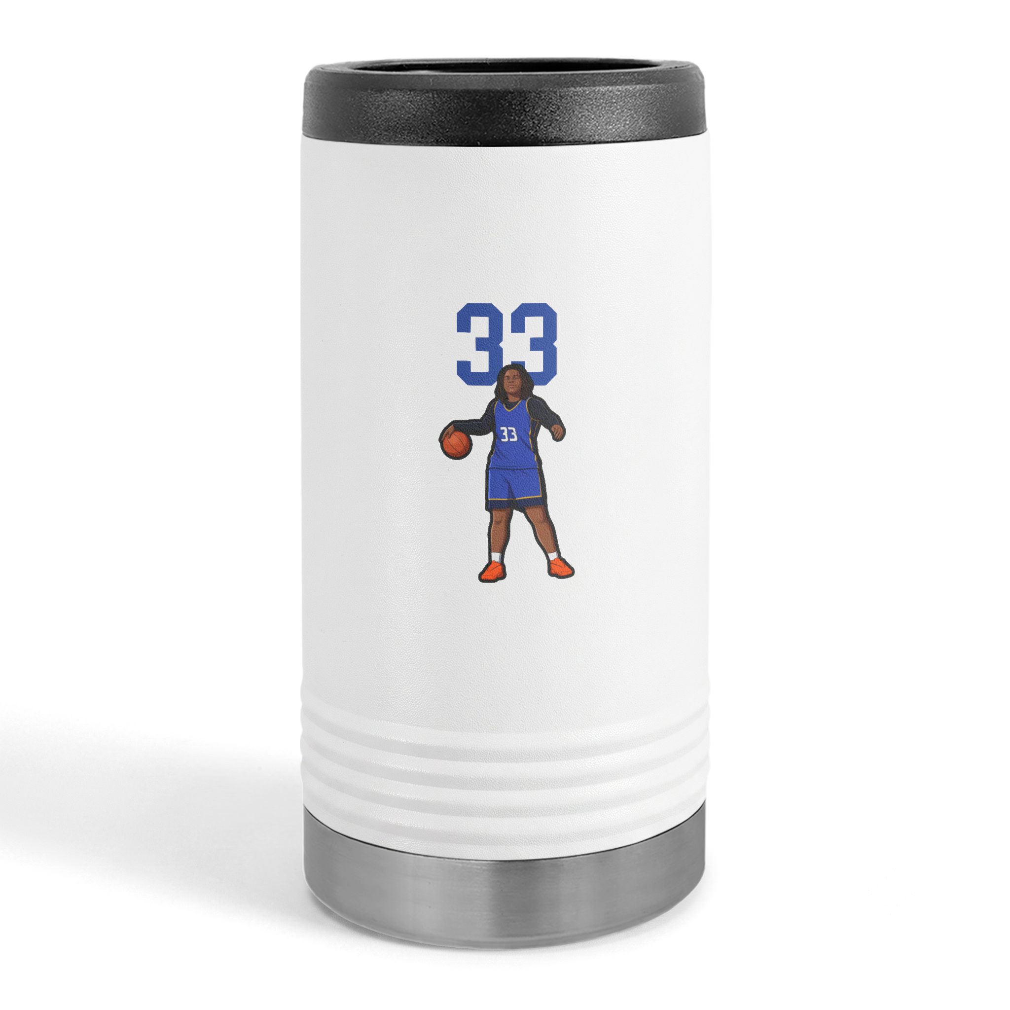 Slim Stainless Can Cooler — character_number_top in White