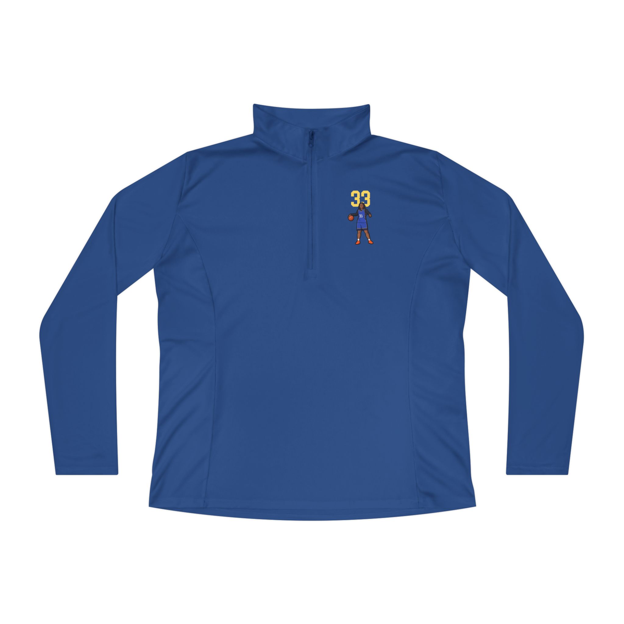 Women's Q-Zip Pullover — character_number_top in Royal