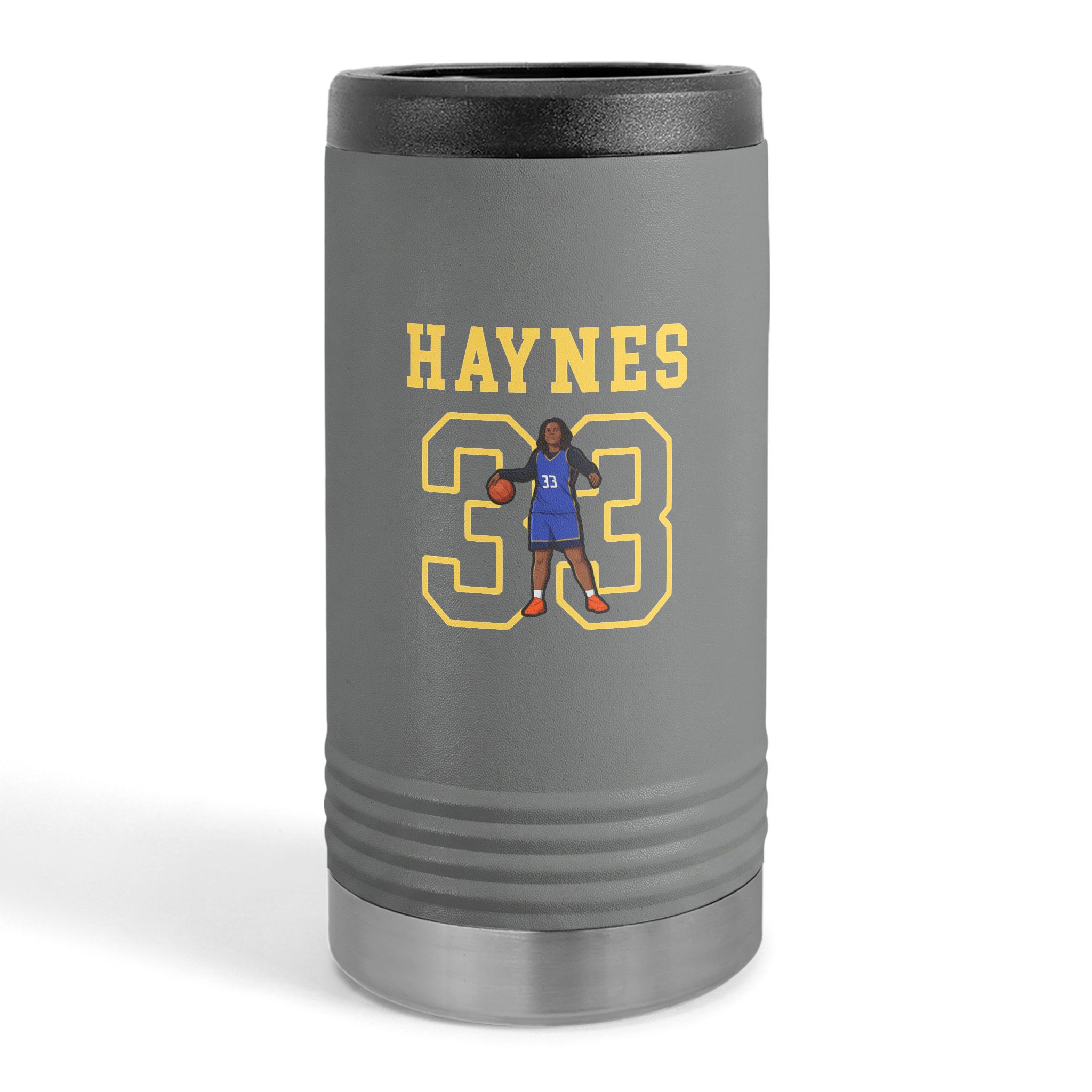 Slim Stainless Can Cooler — character_shirsey in Grey