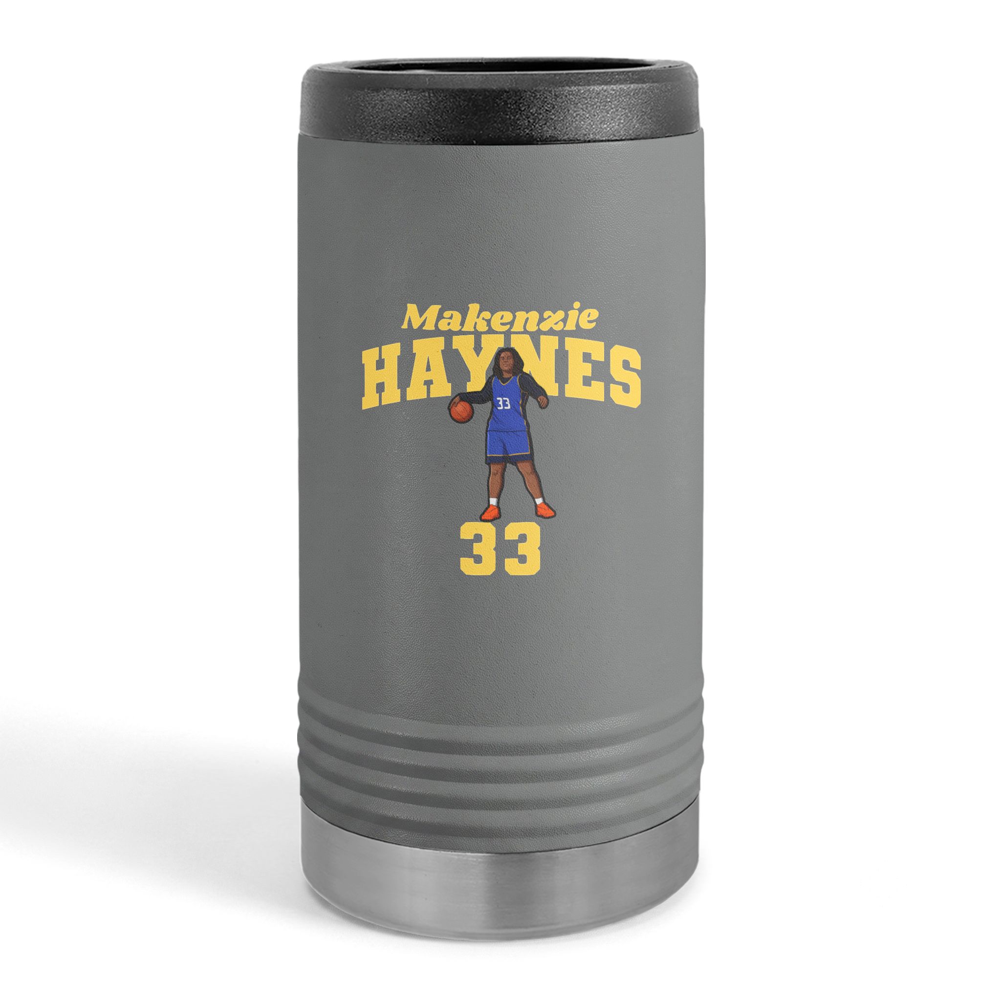 Slim Stainless Can Cooler — character_signature_arch in Grey