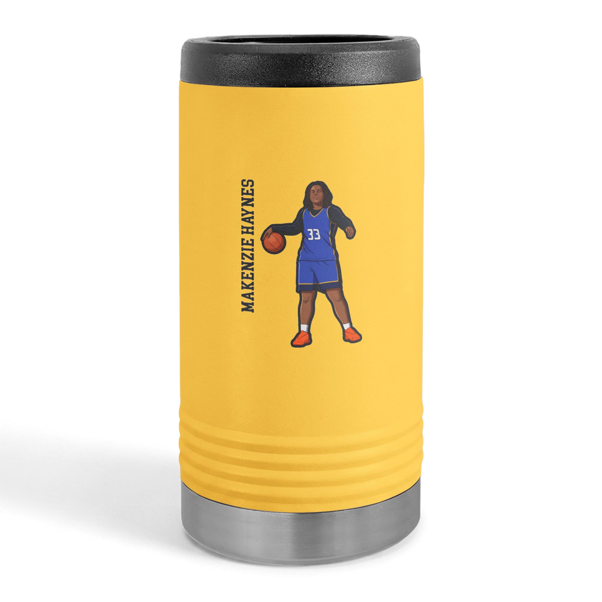 Slim Stainless Can Cooler — character_name_vertical in Yellow