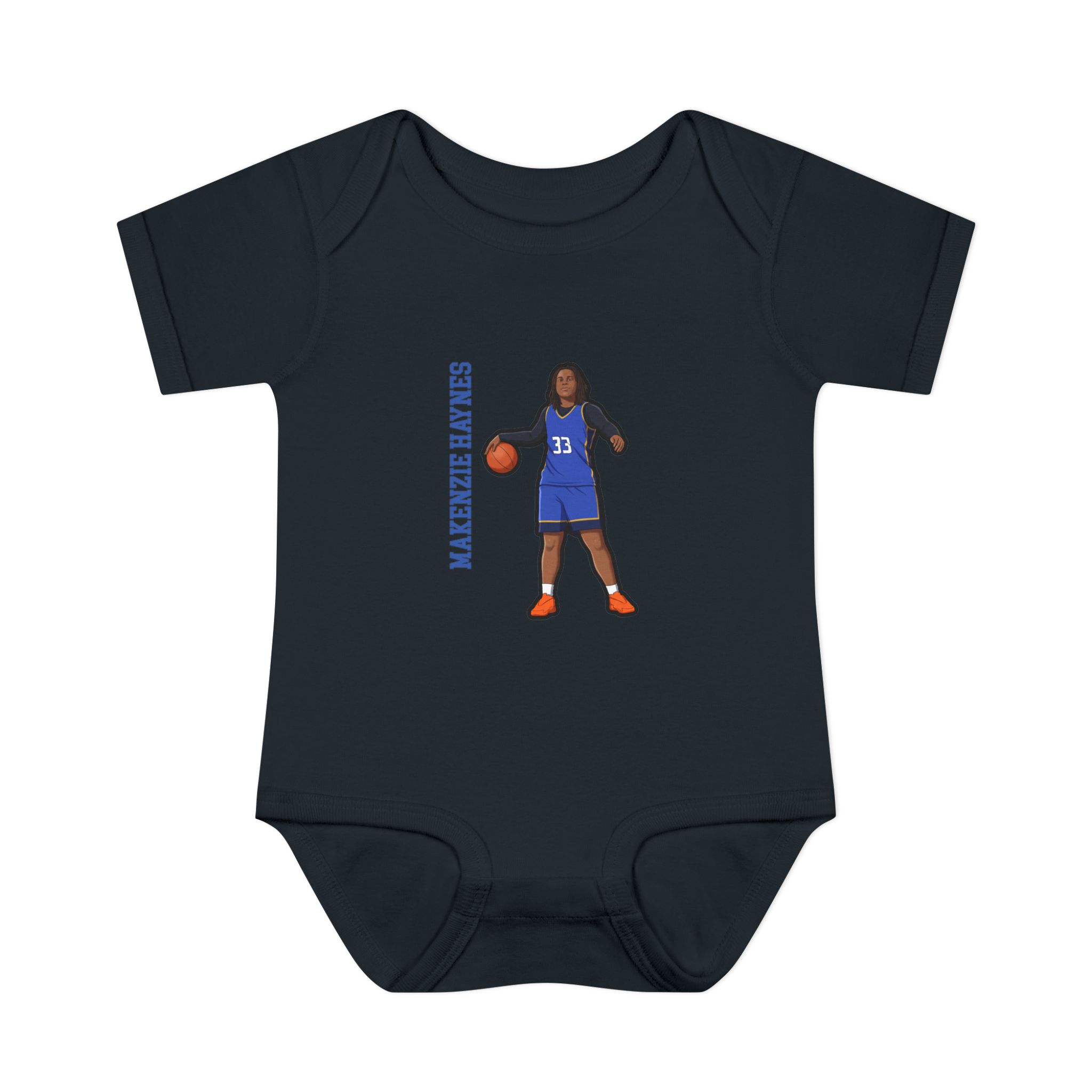 Baby Onesie — character_name_vertical in Black