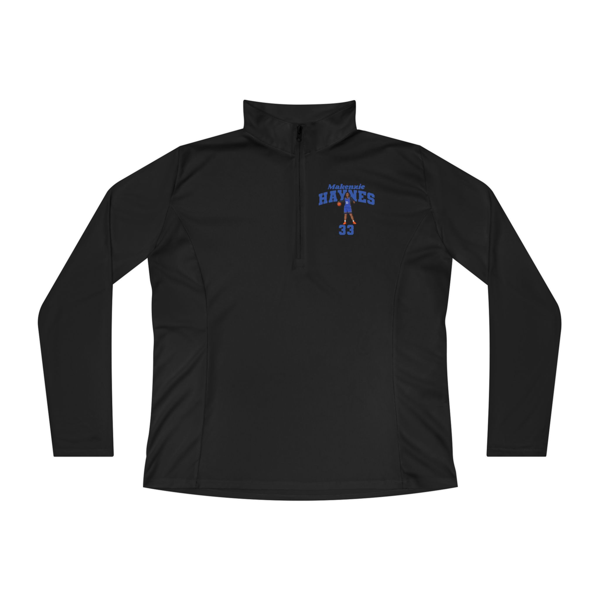 Women's Q-Zip Pullover — character_signature_arch in Black