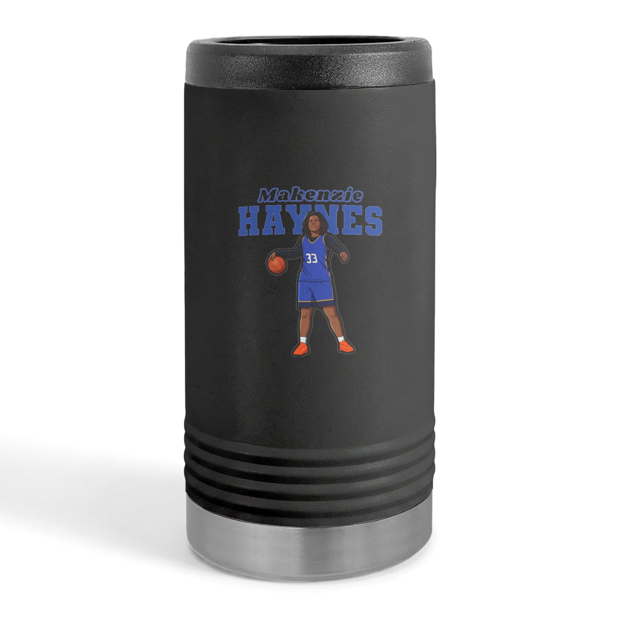 Slim Stainless Can Cooler — character_name_arch in Black