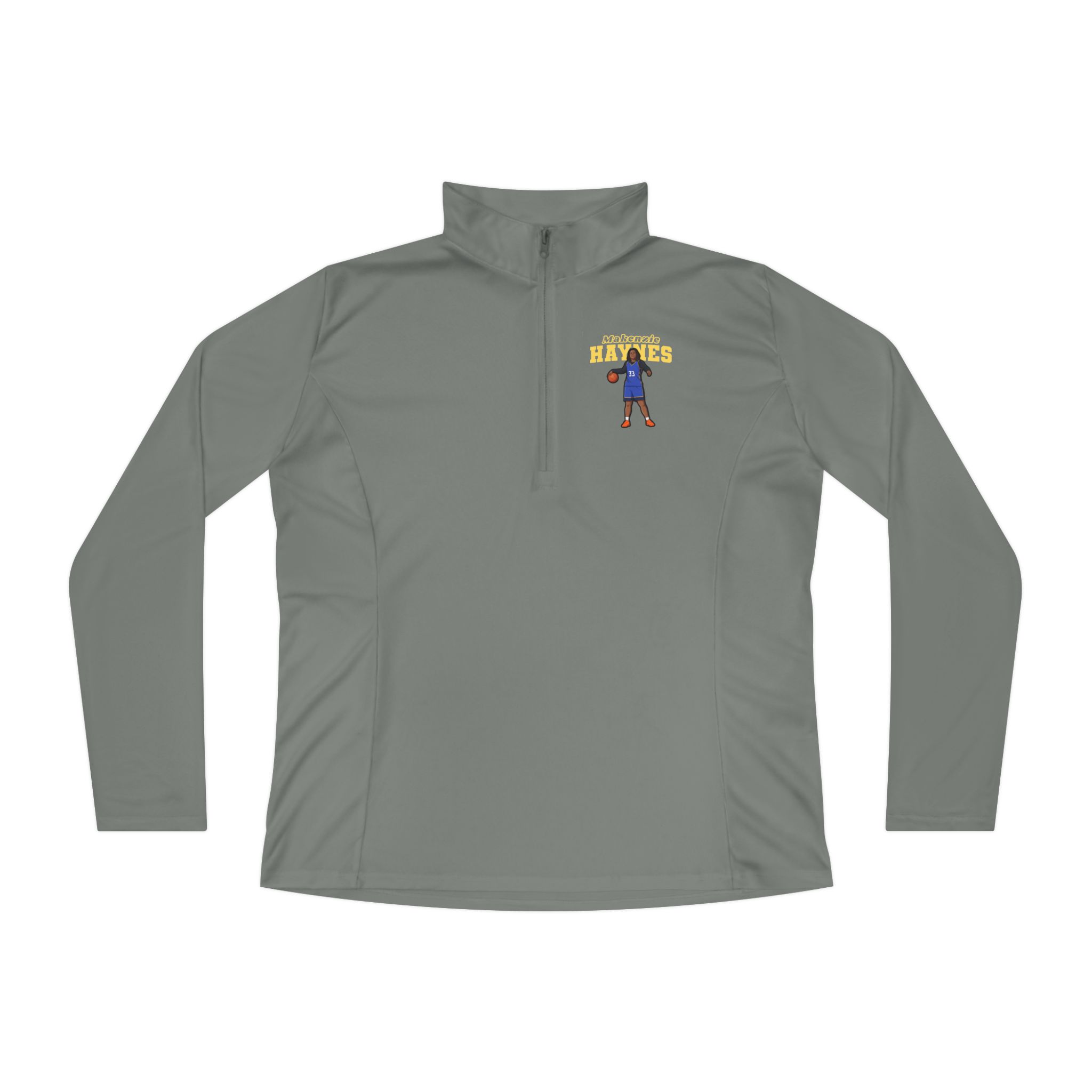 Women's Q-Zip Pullover — character_name_arch in Grey