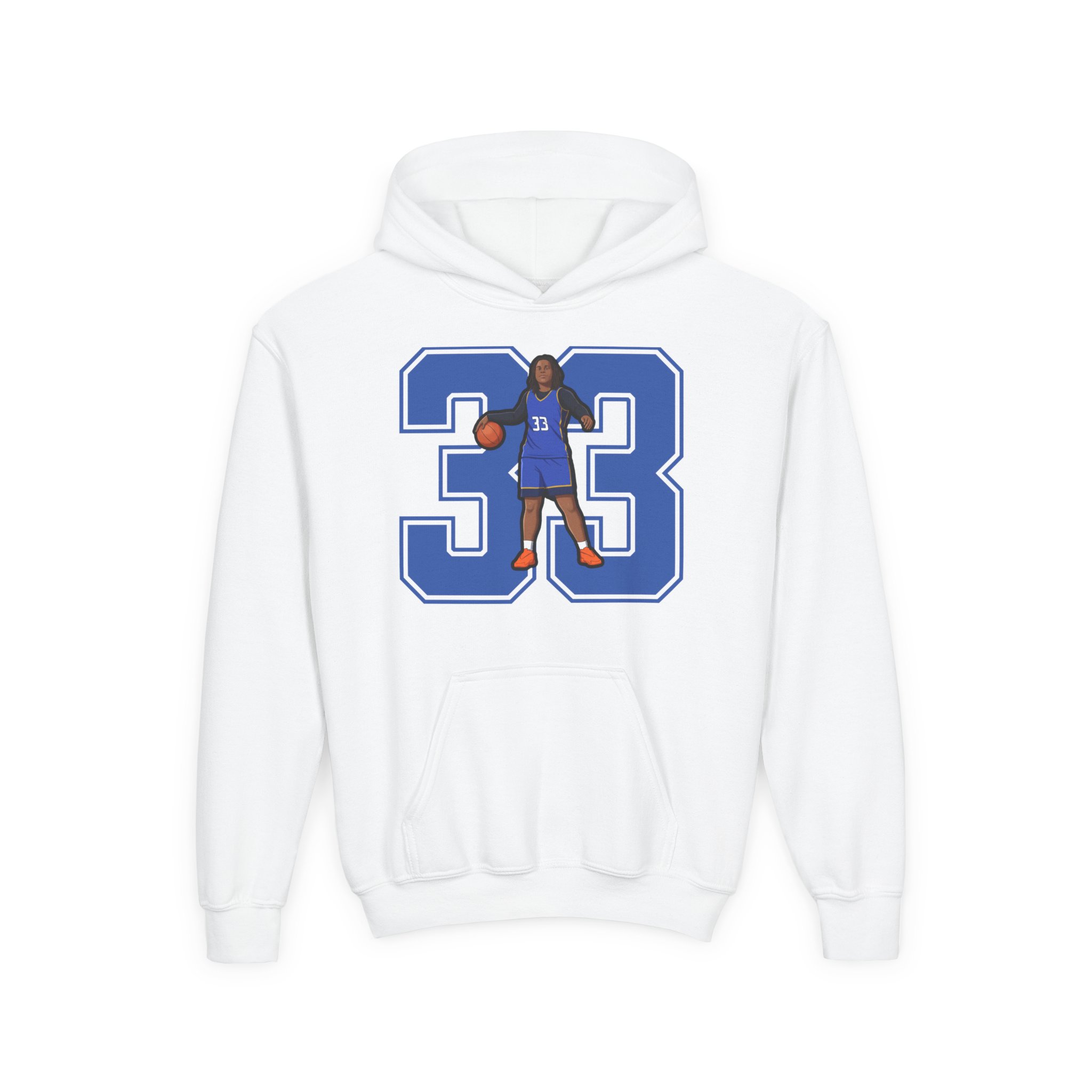 Youth Hoodie — character_number in White