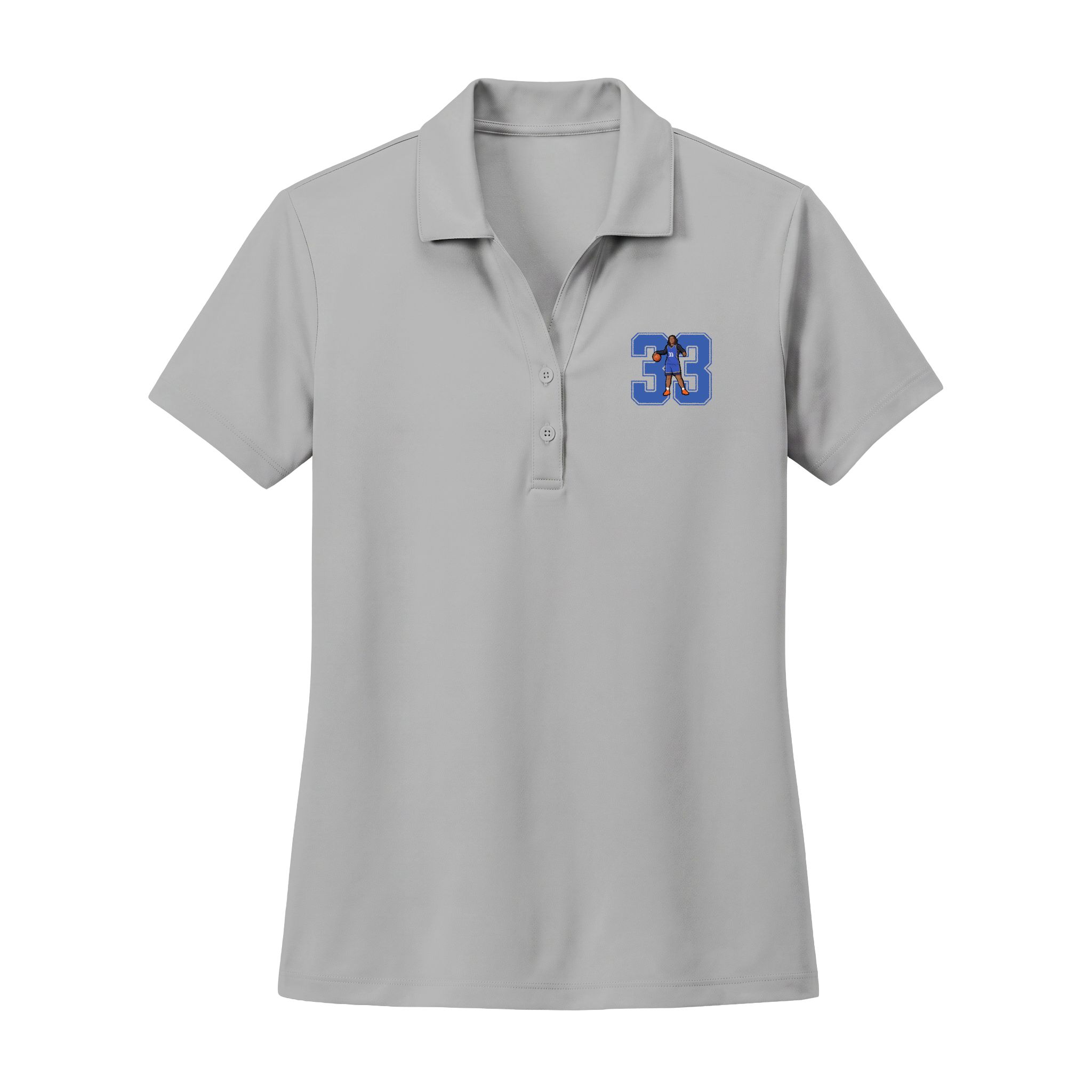 Women's Polo — character_number in Silver