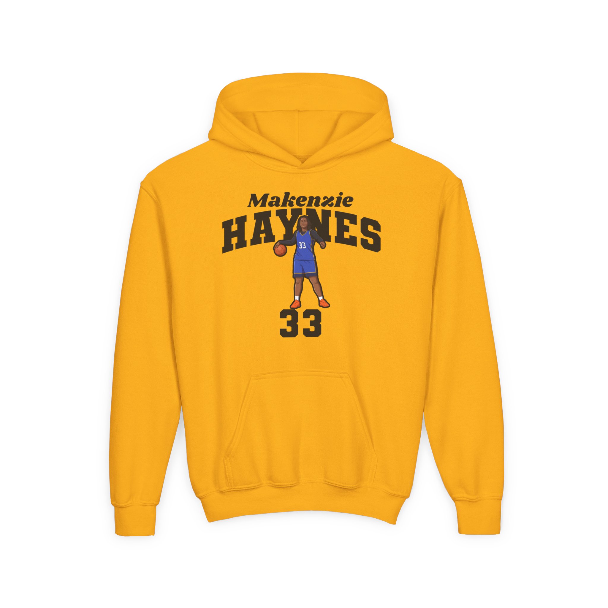 Youth Hoodie — character_signature_arch in Gold
