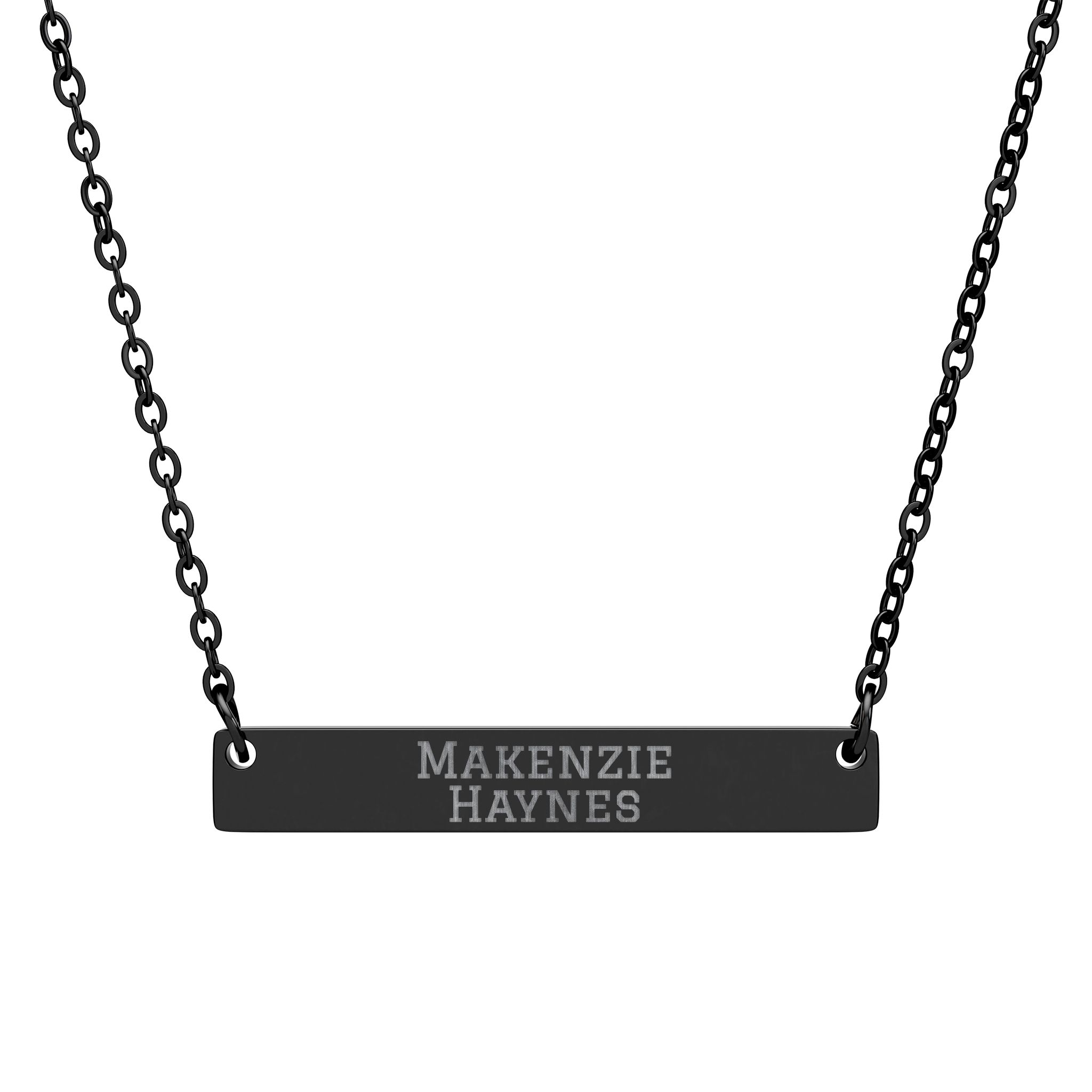 Engraved Bar Necklace — Classic in Black