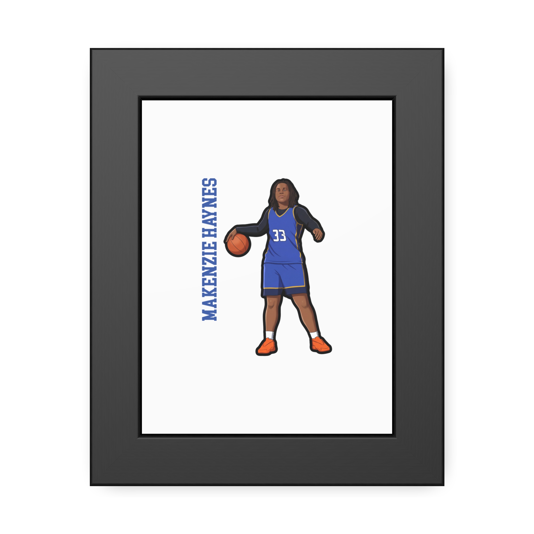 Framed Poster — character_name_vertical in Black