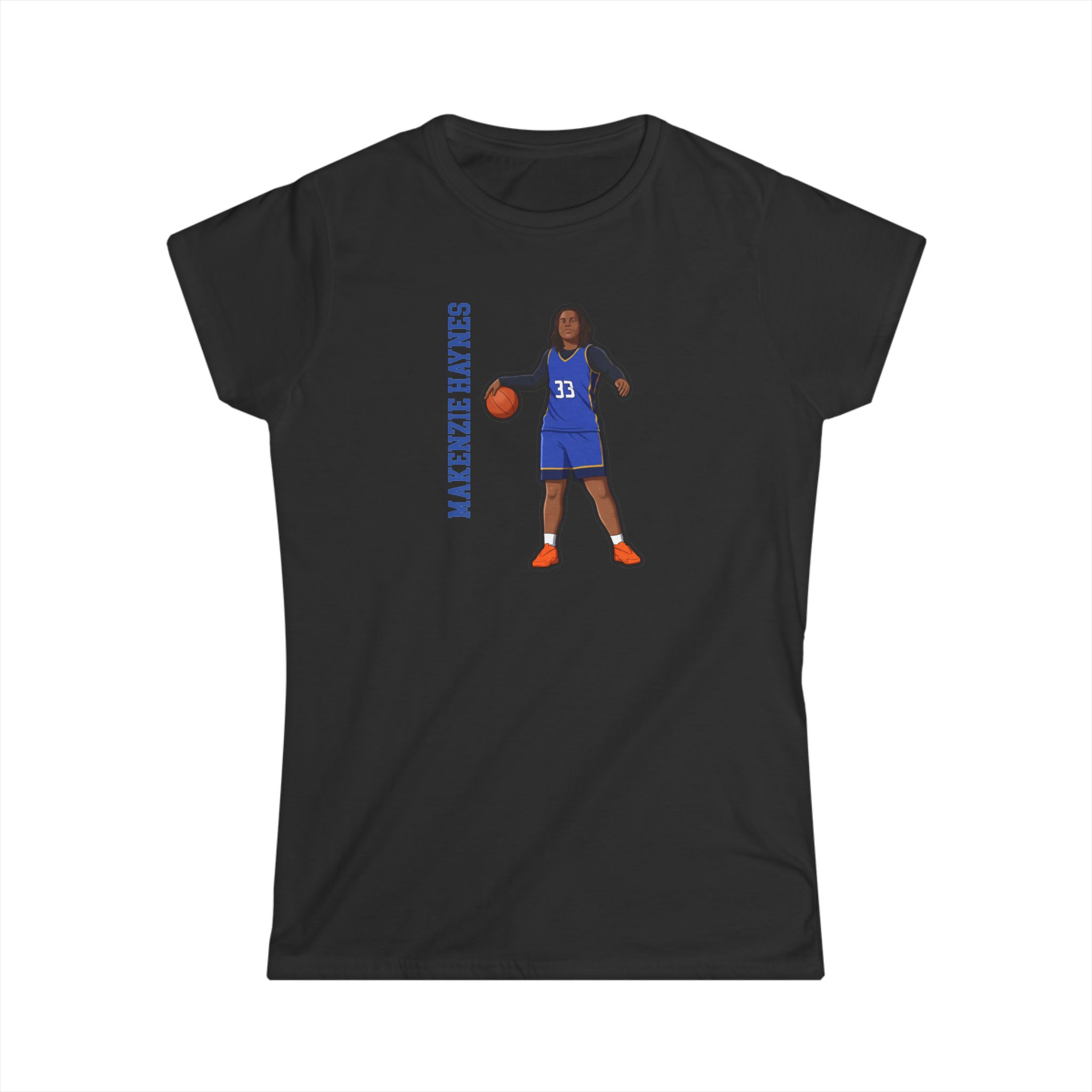 Women's Softstyle Tee — character_name_vertical in Black