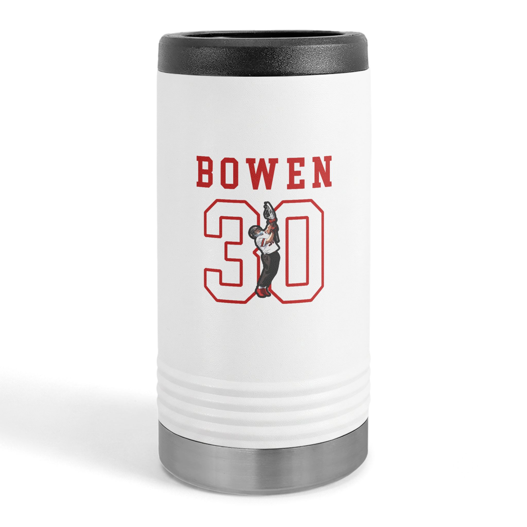 Slim Stainless Can Cooler — character_shirsey in White