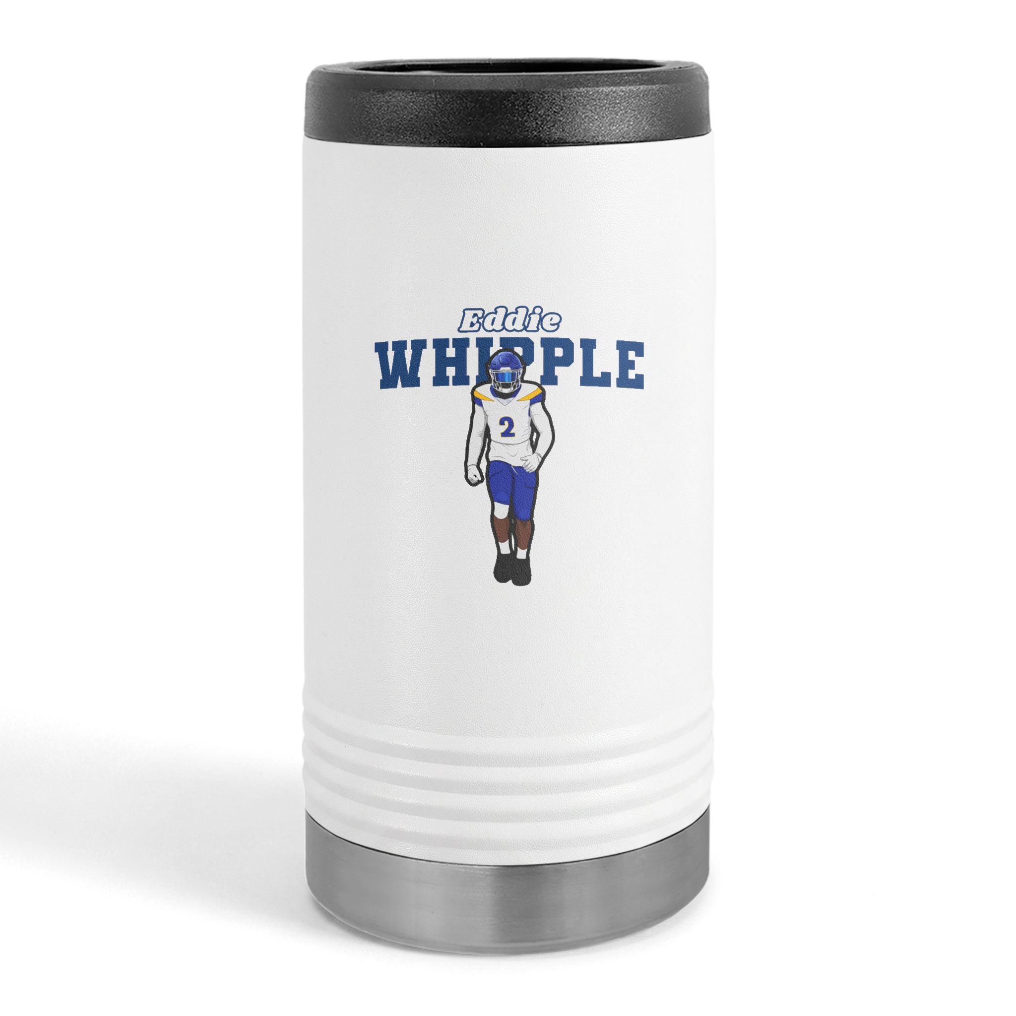 Slim Stainless Can Cooler — character_name_arch in White