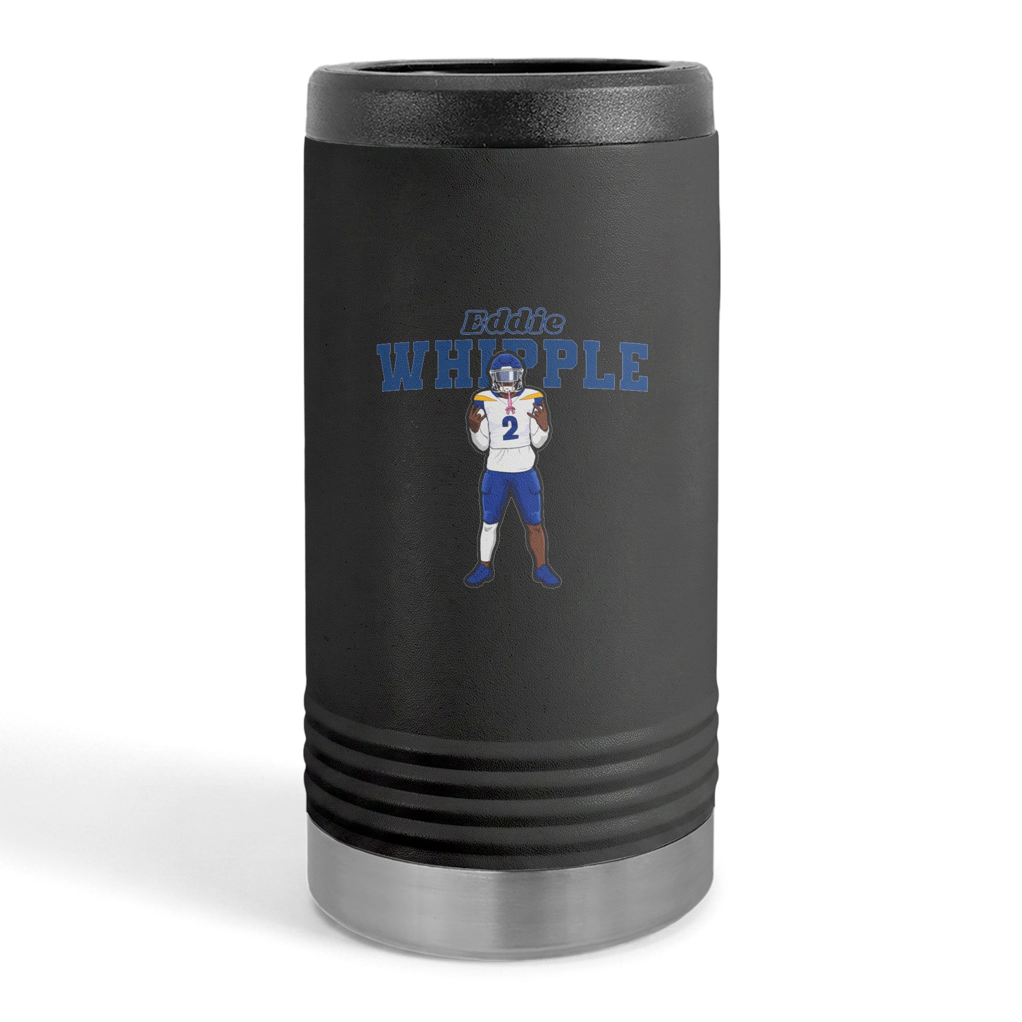 Slim Stainless Can Cooler — character_name_arch in Black
