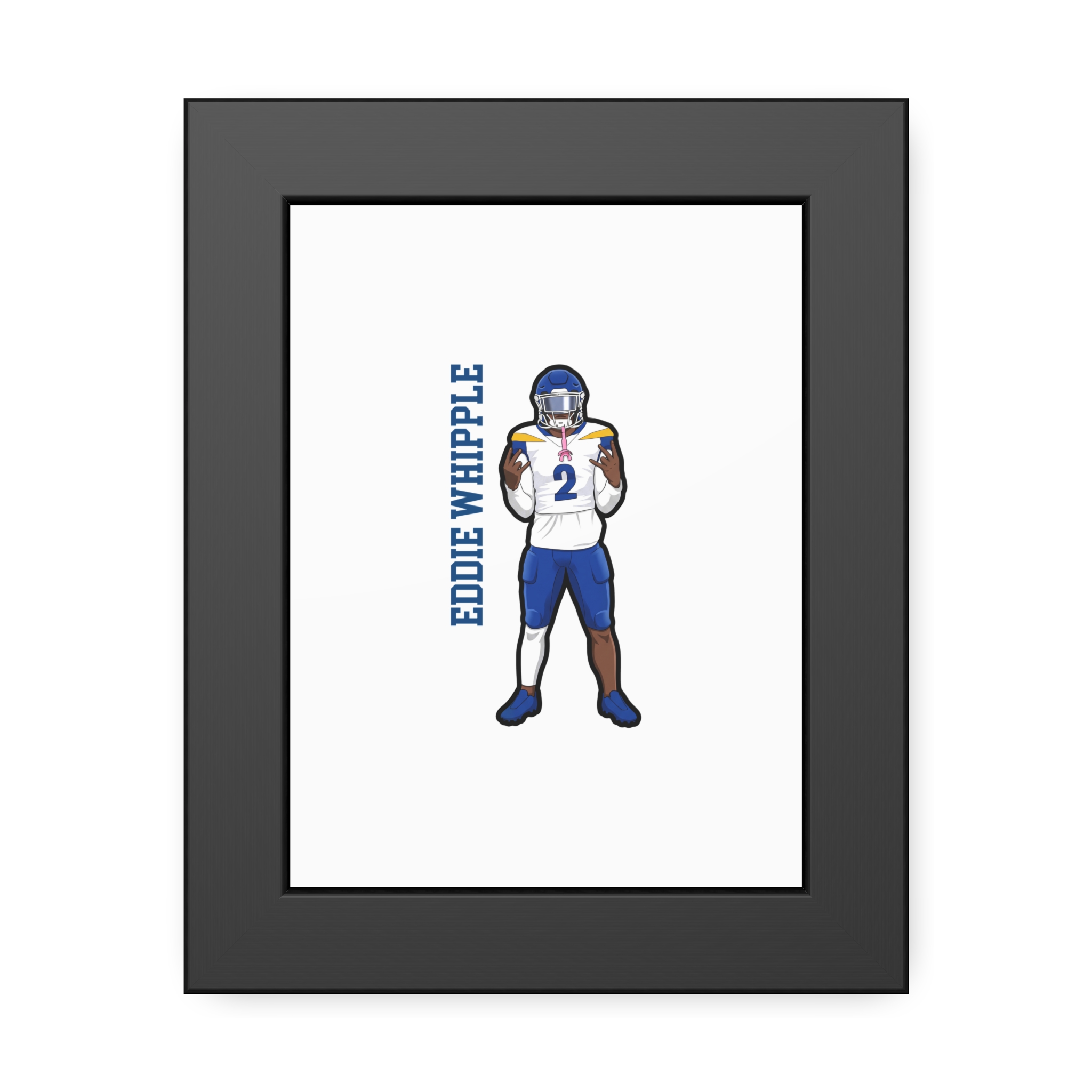 Framed Poster — character_name_vertical in Black