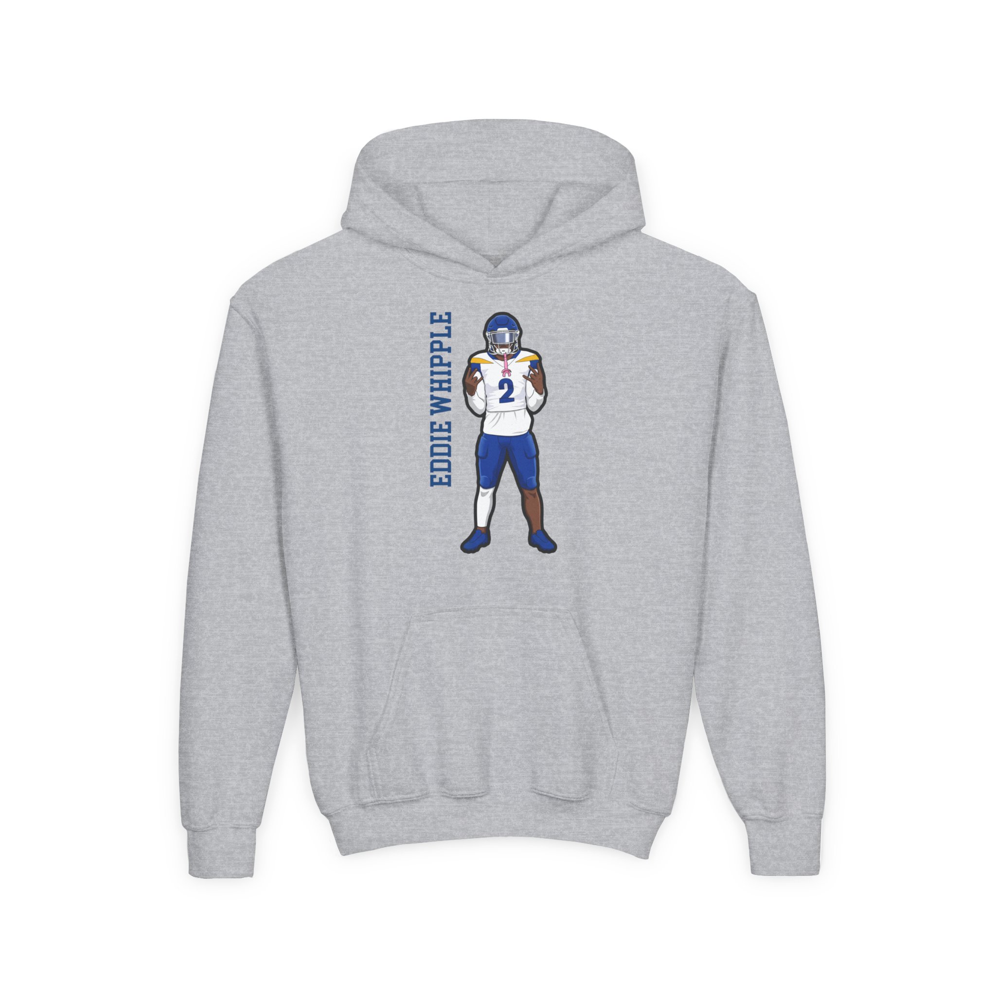 Youth Hoodie — character_name_vertical in Grey