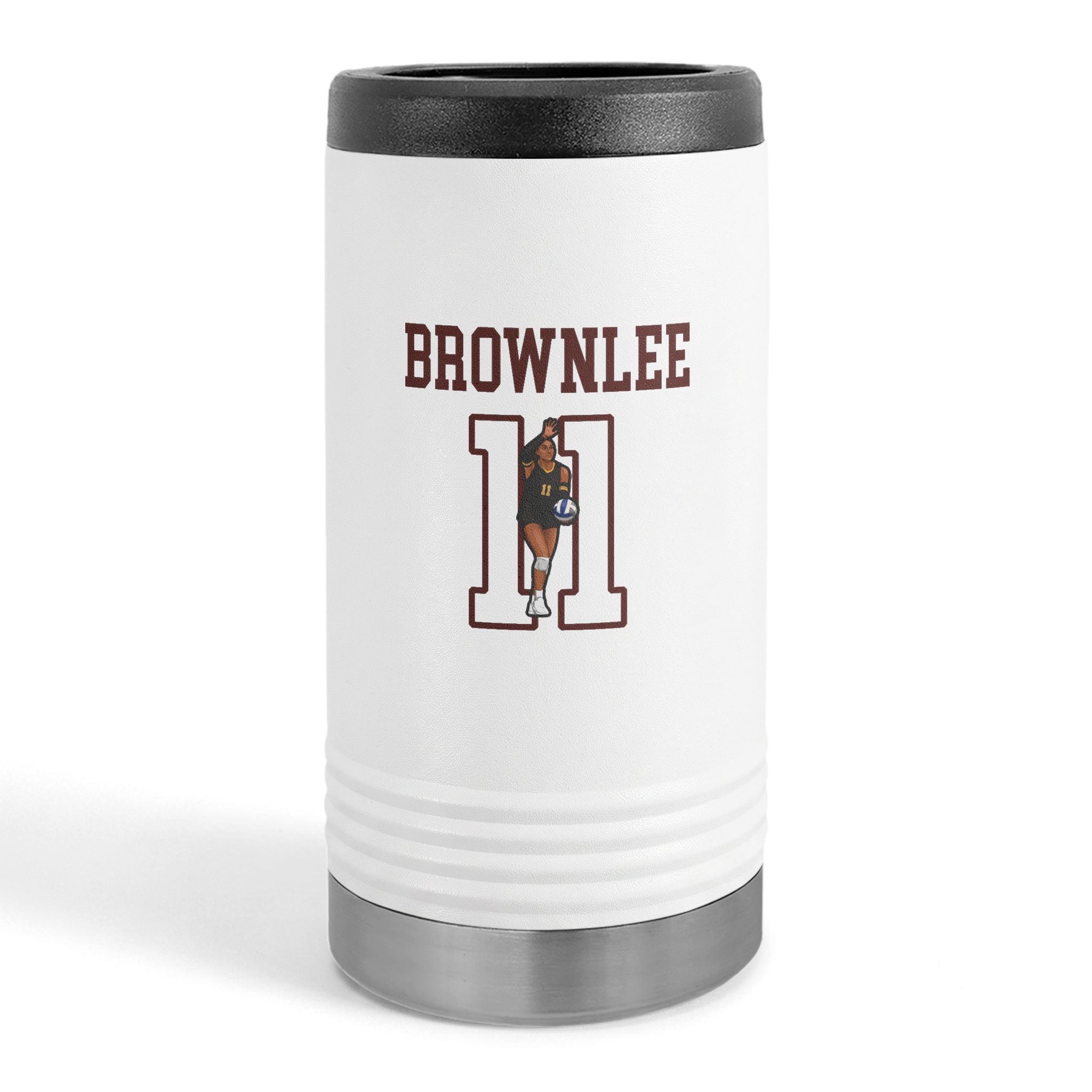 Slim Stainless Can Cooler — character_shirsey in White