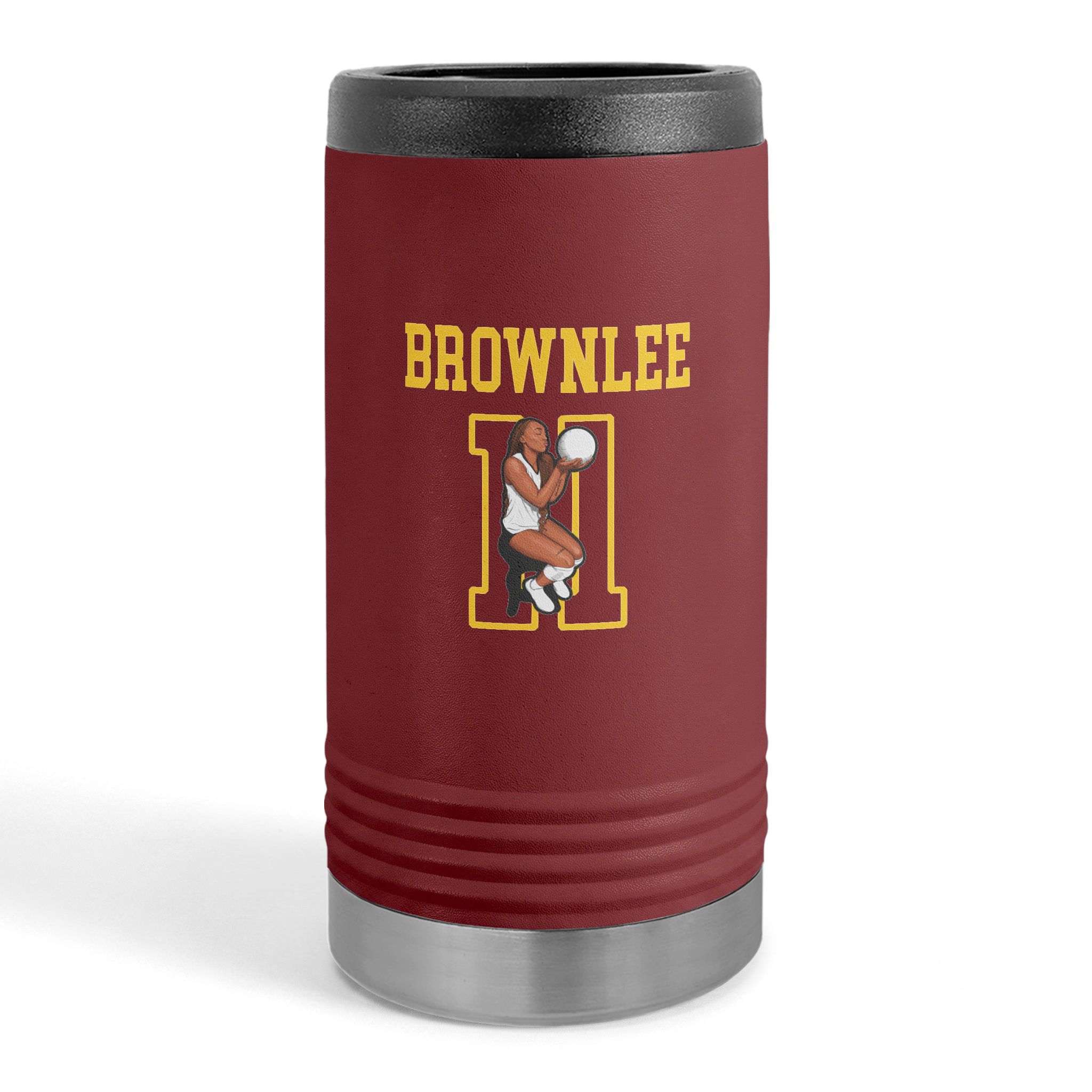 Slim Stainless Can Cooler — character_shirsey in Maroon