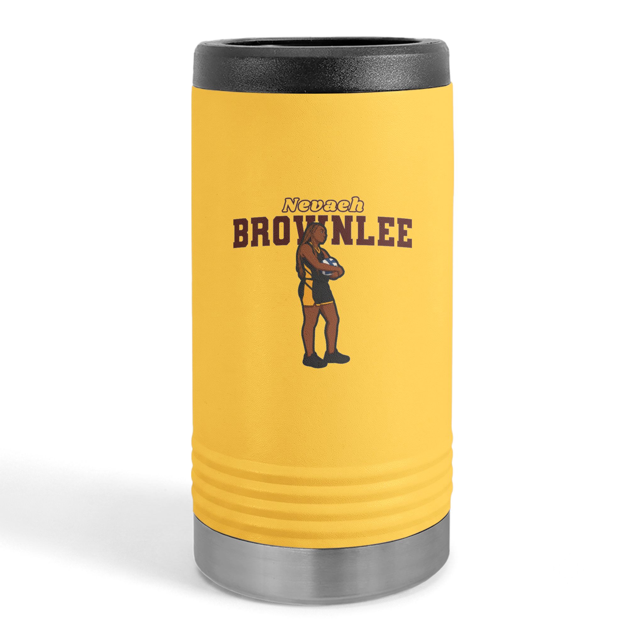 Slim Stainless Can Cooler — character_name_arch in Yellow
