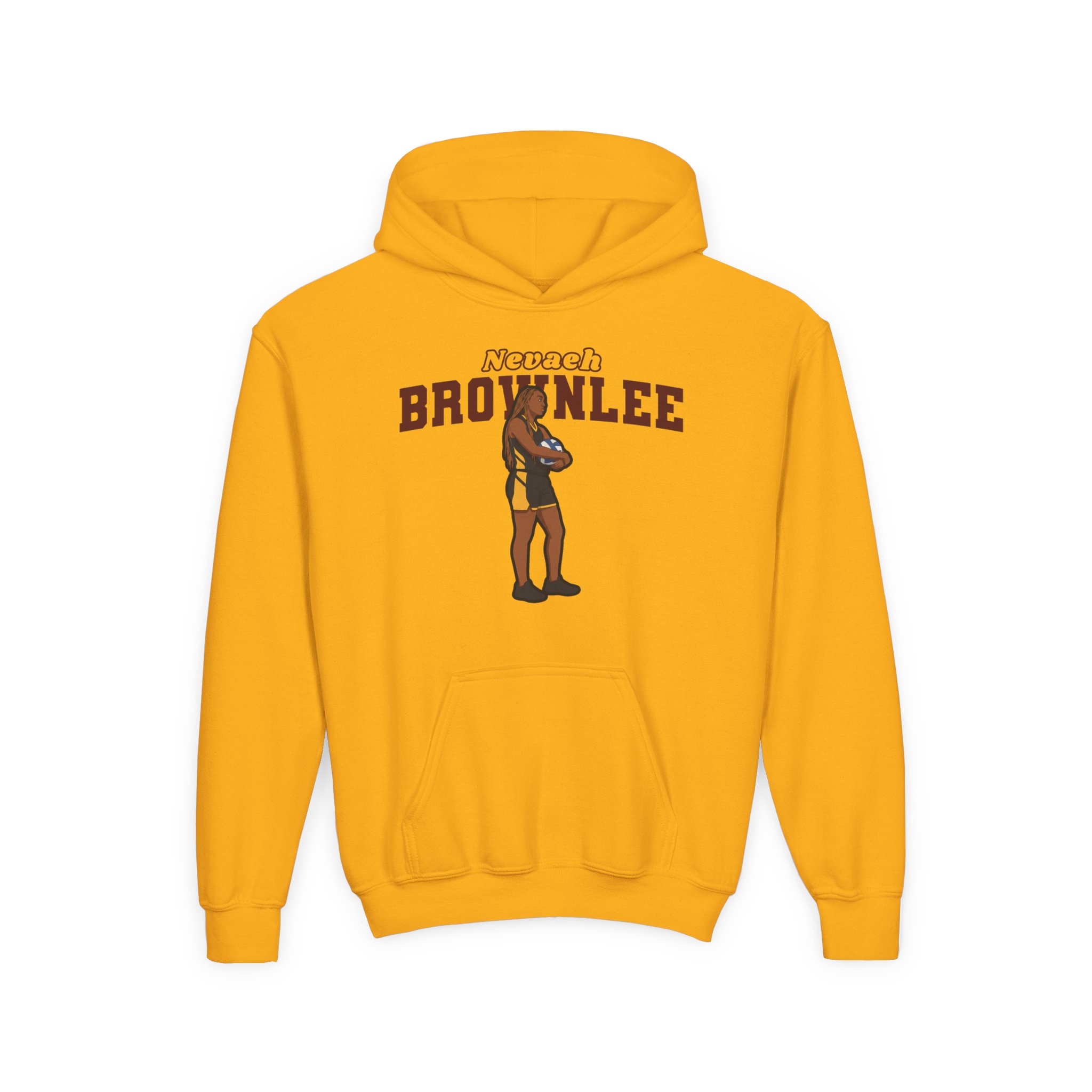 Youth Hoodie — character_name_arch in Gold