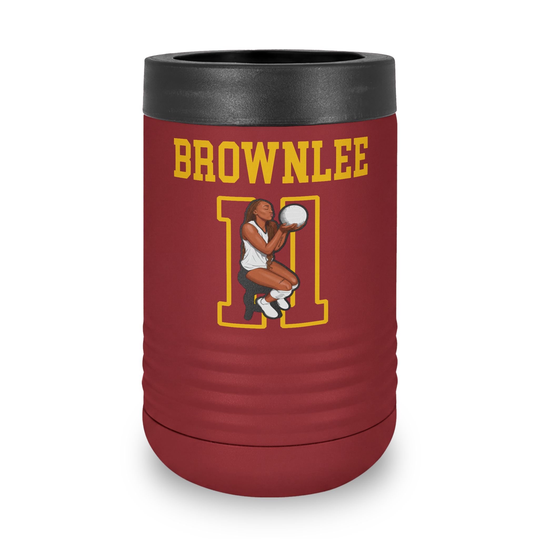 Stainless Can Cooler — character_shirsey in Maroon