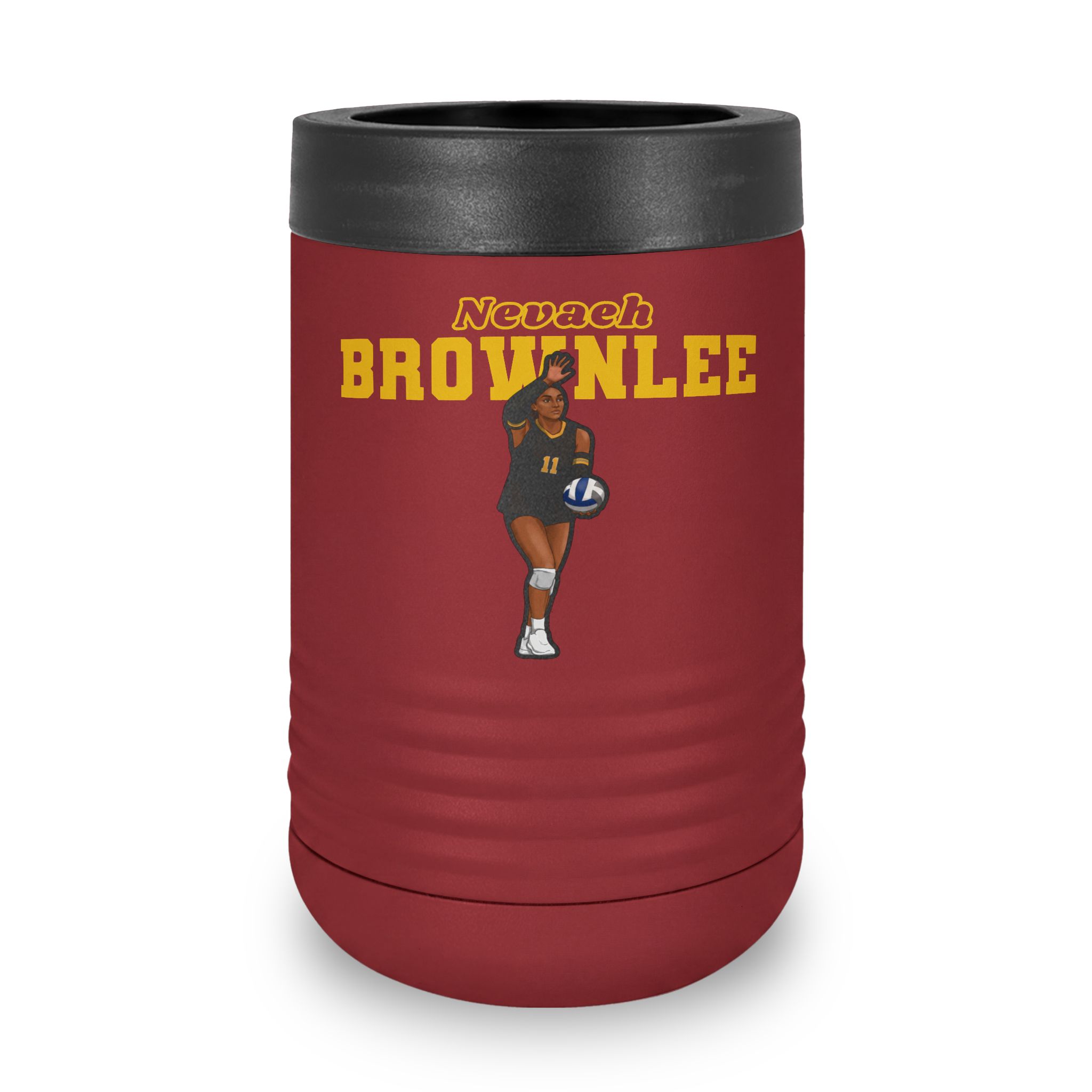 Stainless Can Cooler — character_name_arch in Maroon