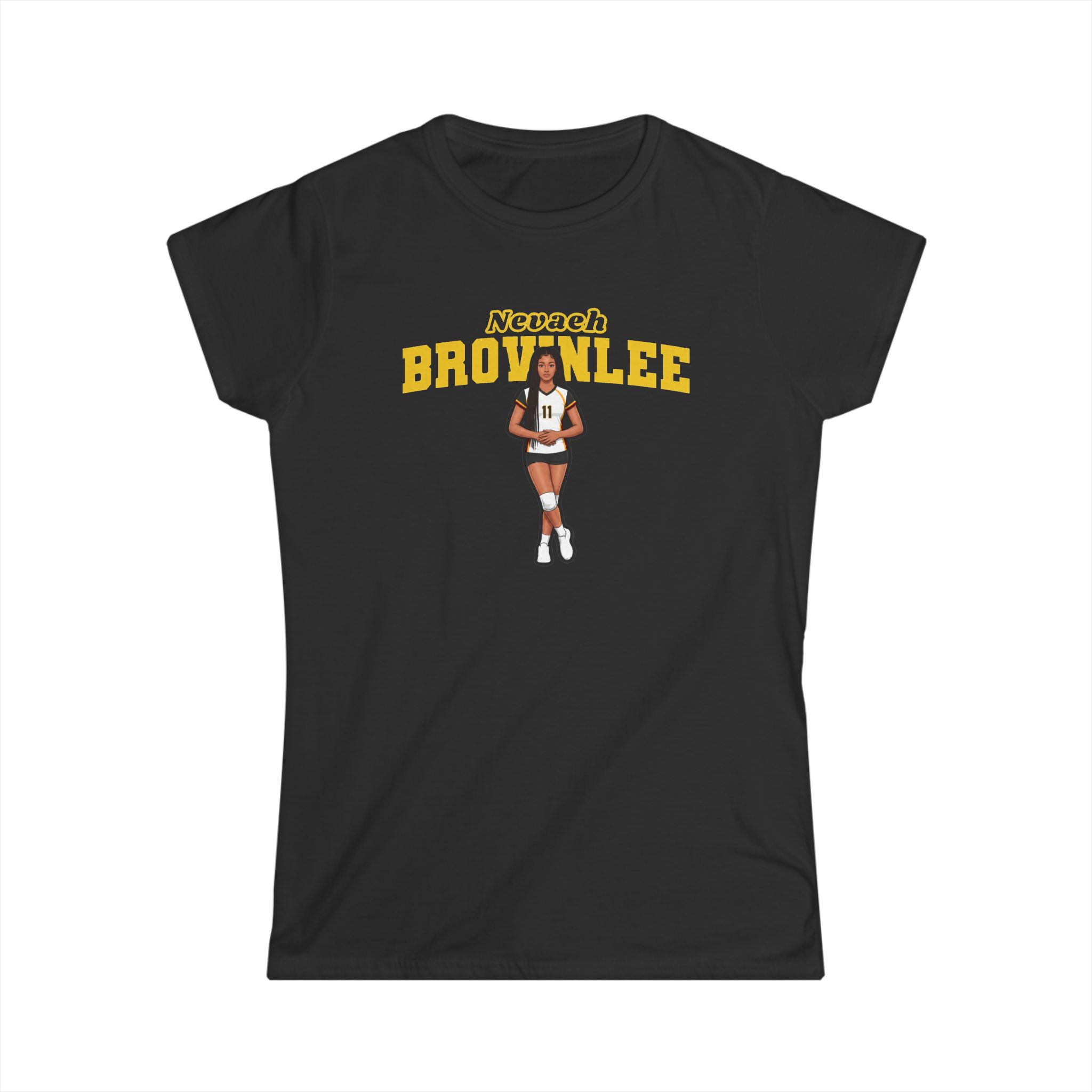 Women's Softstyle Tee — character_name_arch in Black
