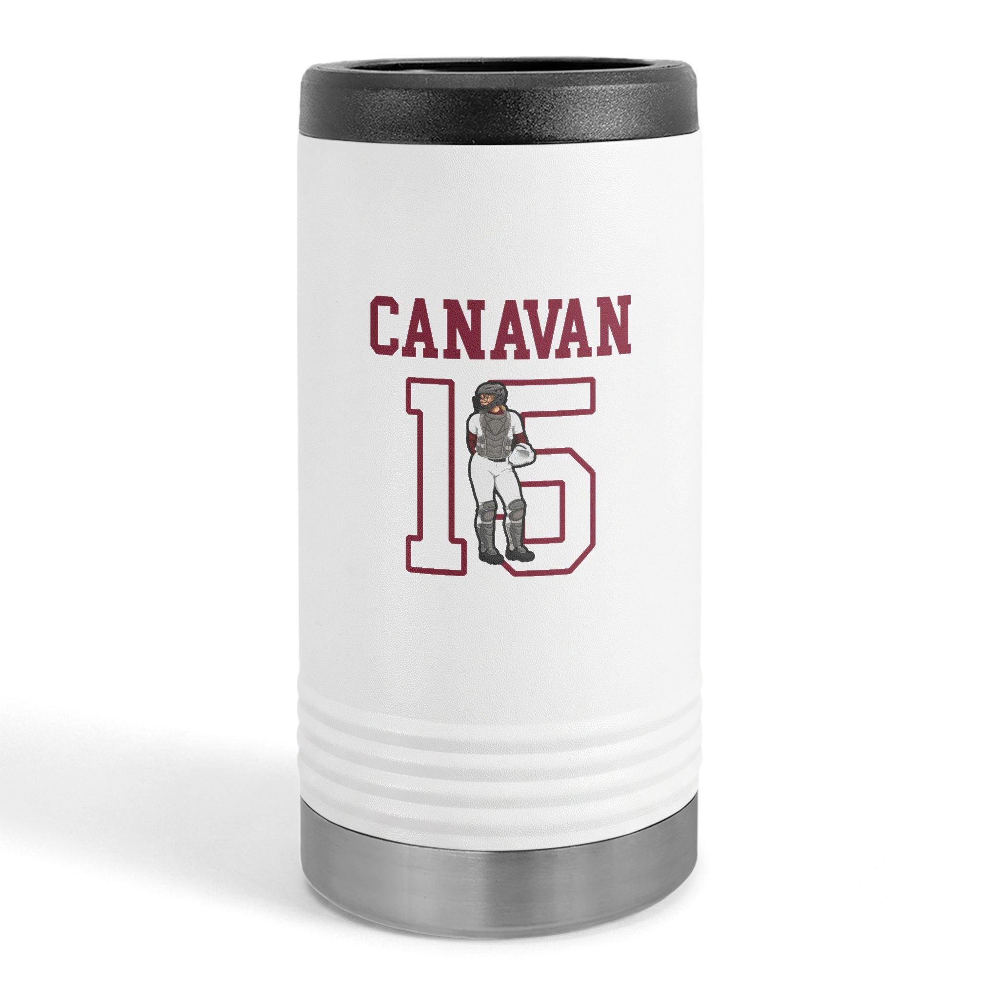 Slim Stainless Can Cooler — character_shirsey in White