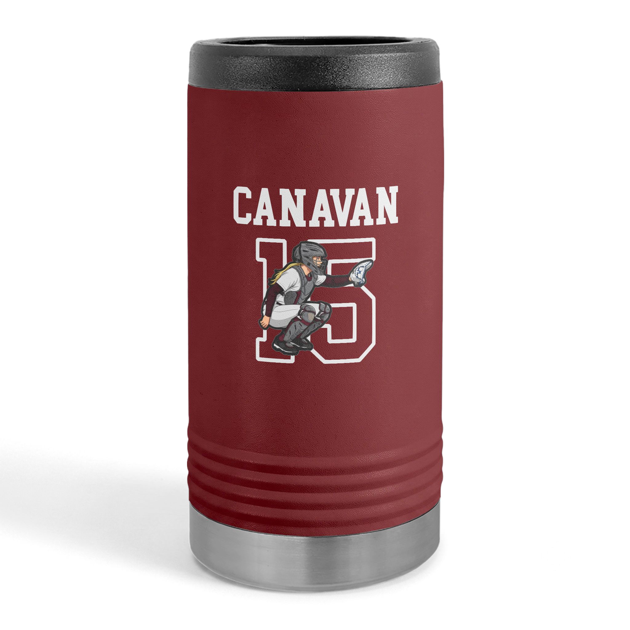 Slim Stainless Can Cooler — character_shirsey in Maroon