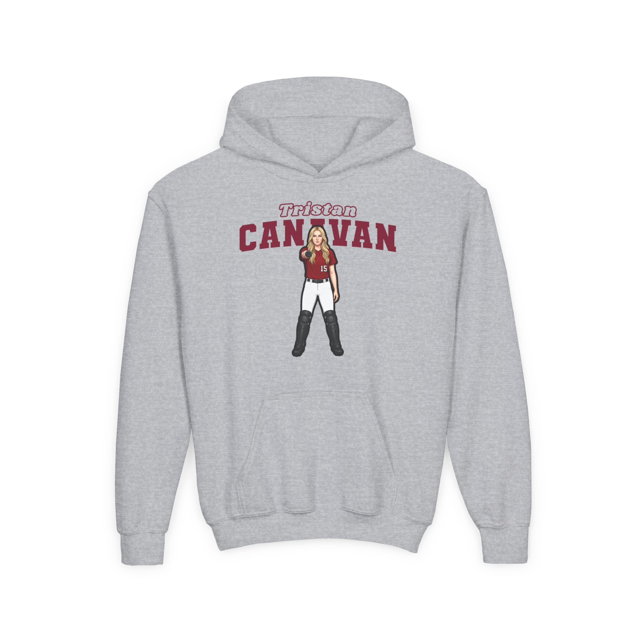 Youth Hoodie — character_name_arch in Grey