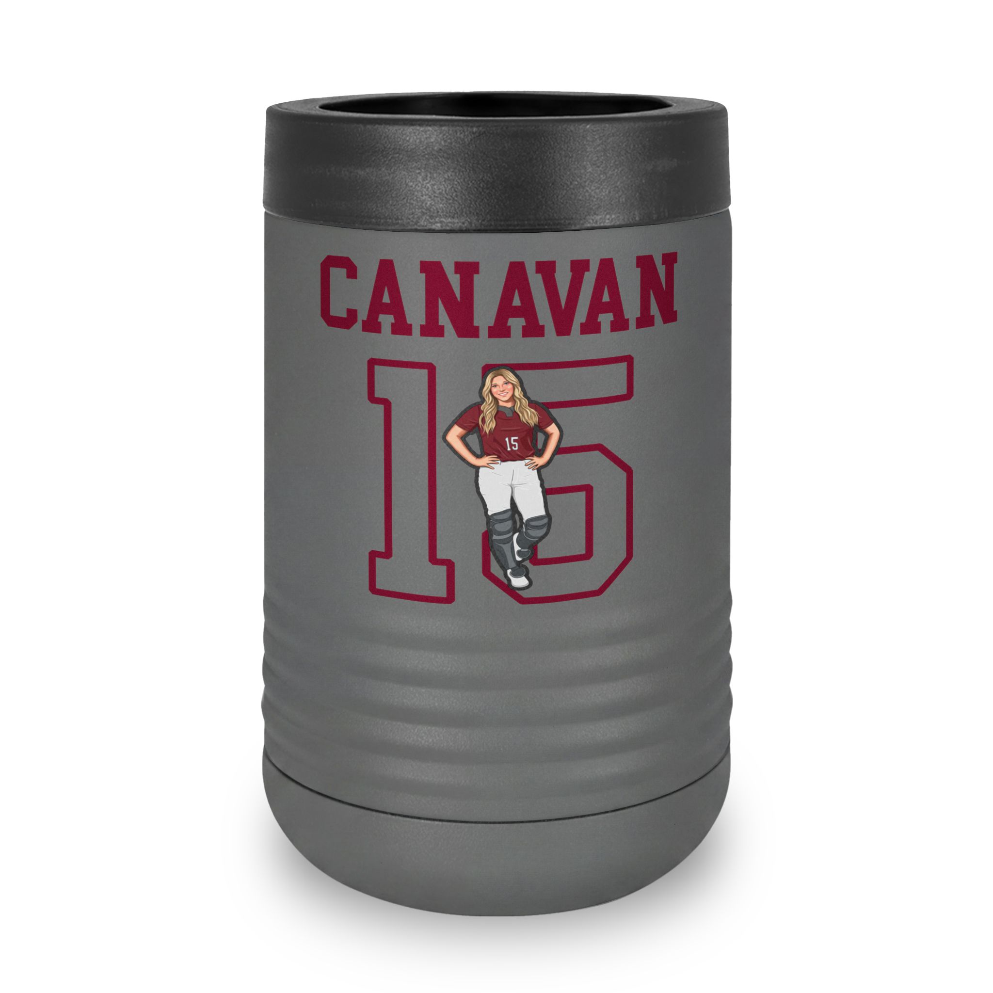 Stainless Can Cooler — character_shirsey in Grey