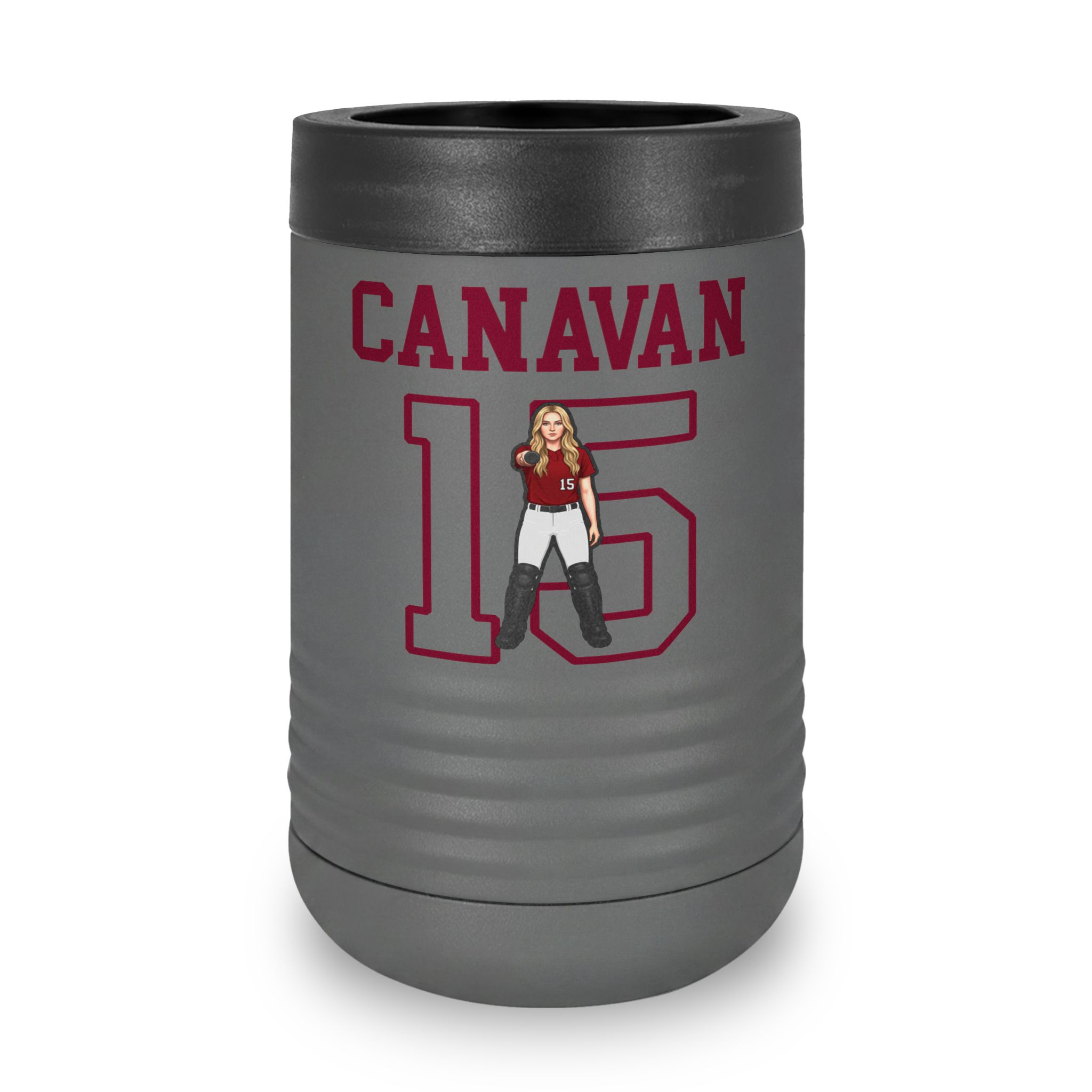 Stainless Can Cooler — character_shirsey in Grey