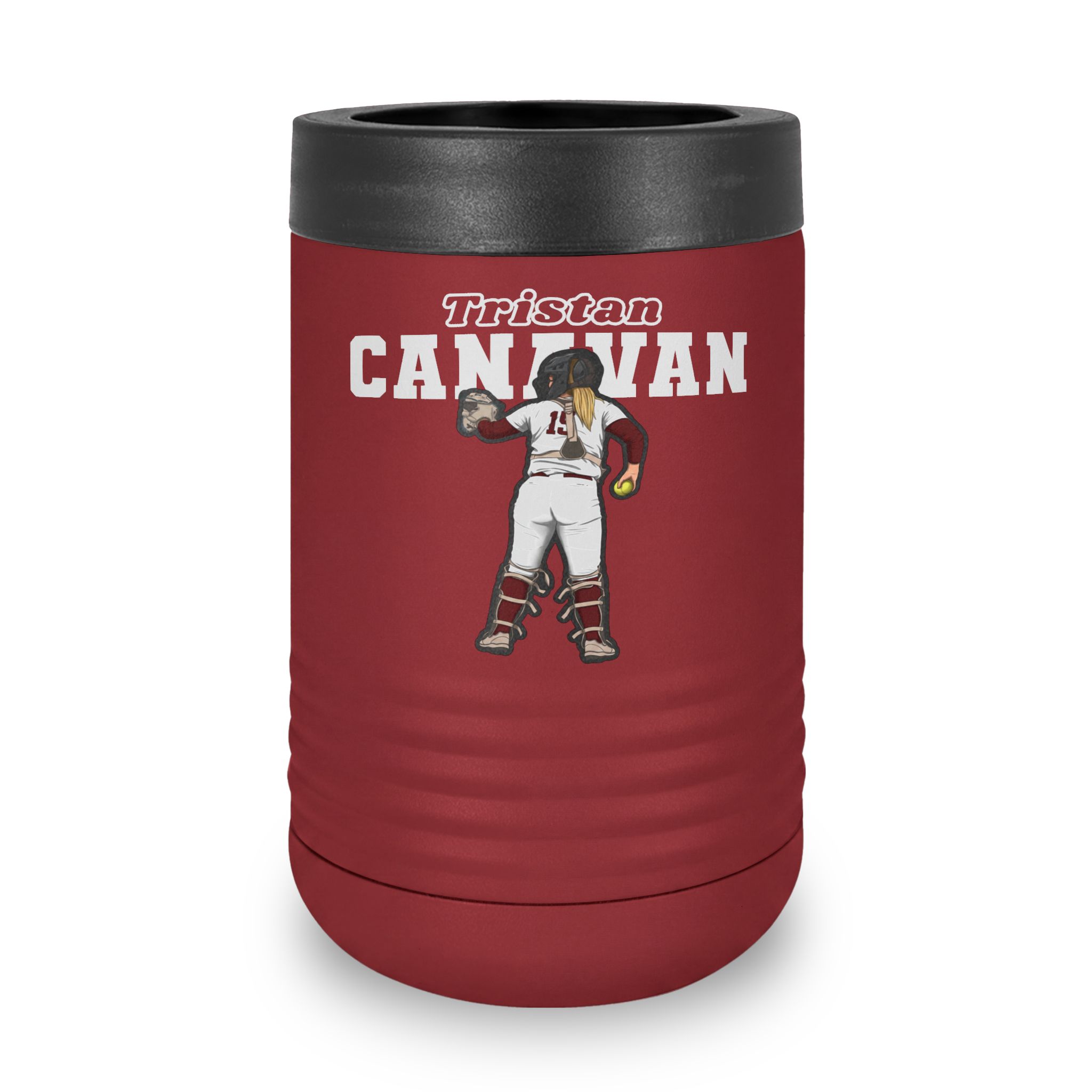 Stainless Can Cooler — character_name_arch in Maroon