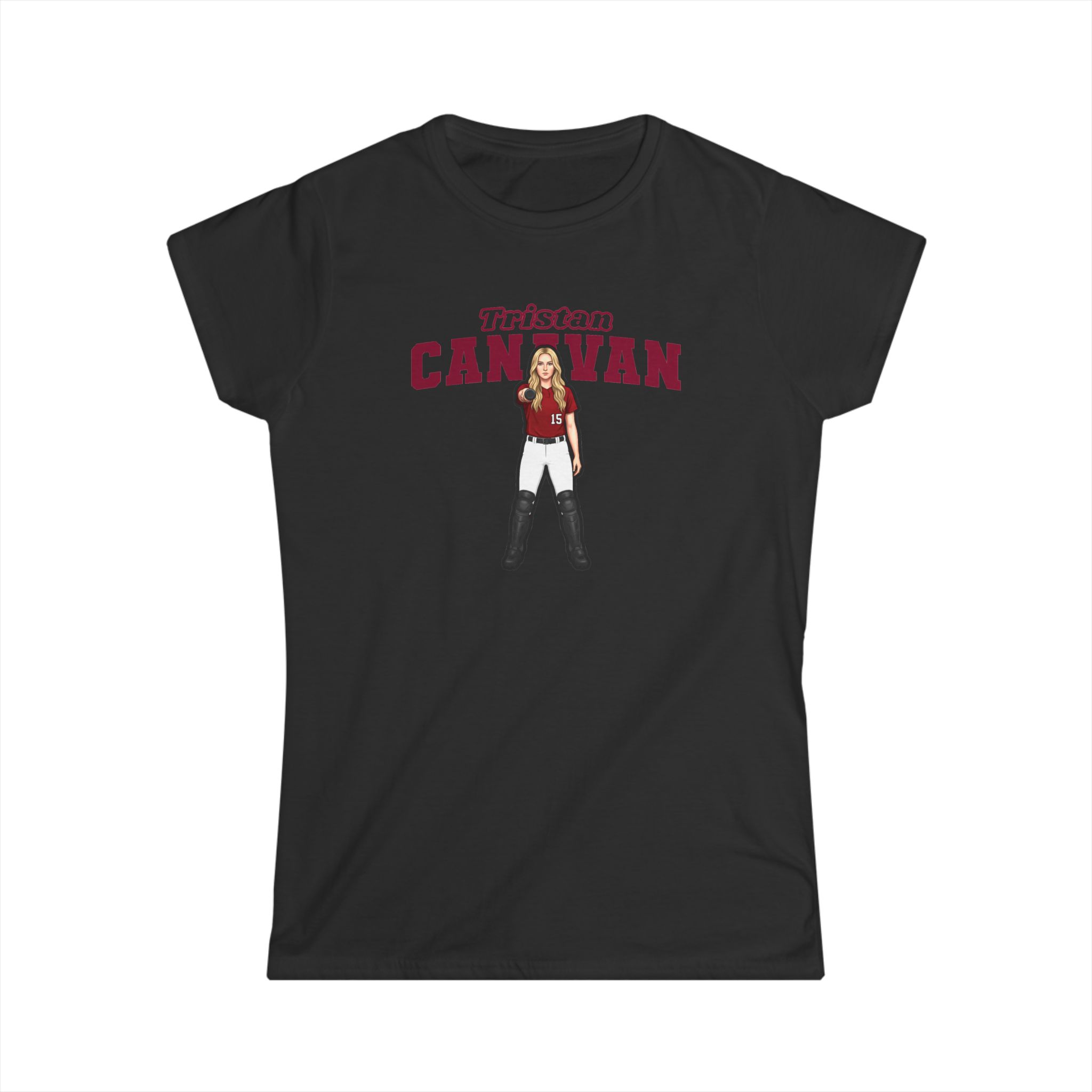 Women's Softstyle Tee — character_name_arch in Black