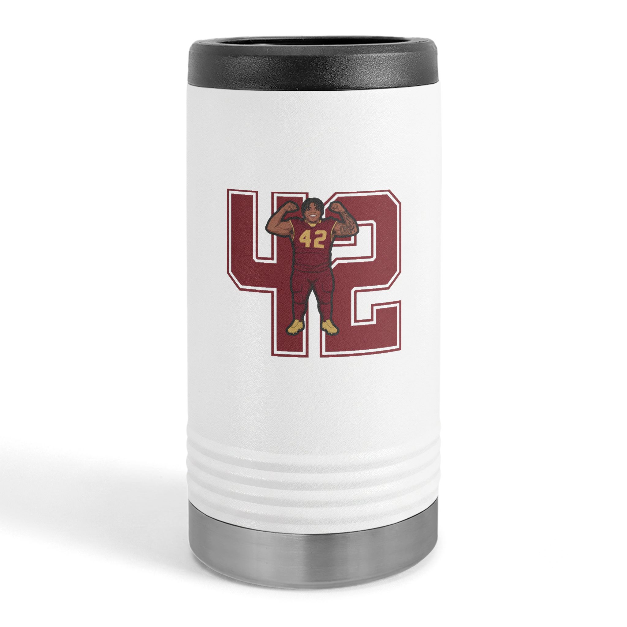 Slim Stainless Can Cooler — character_number in White