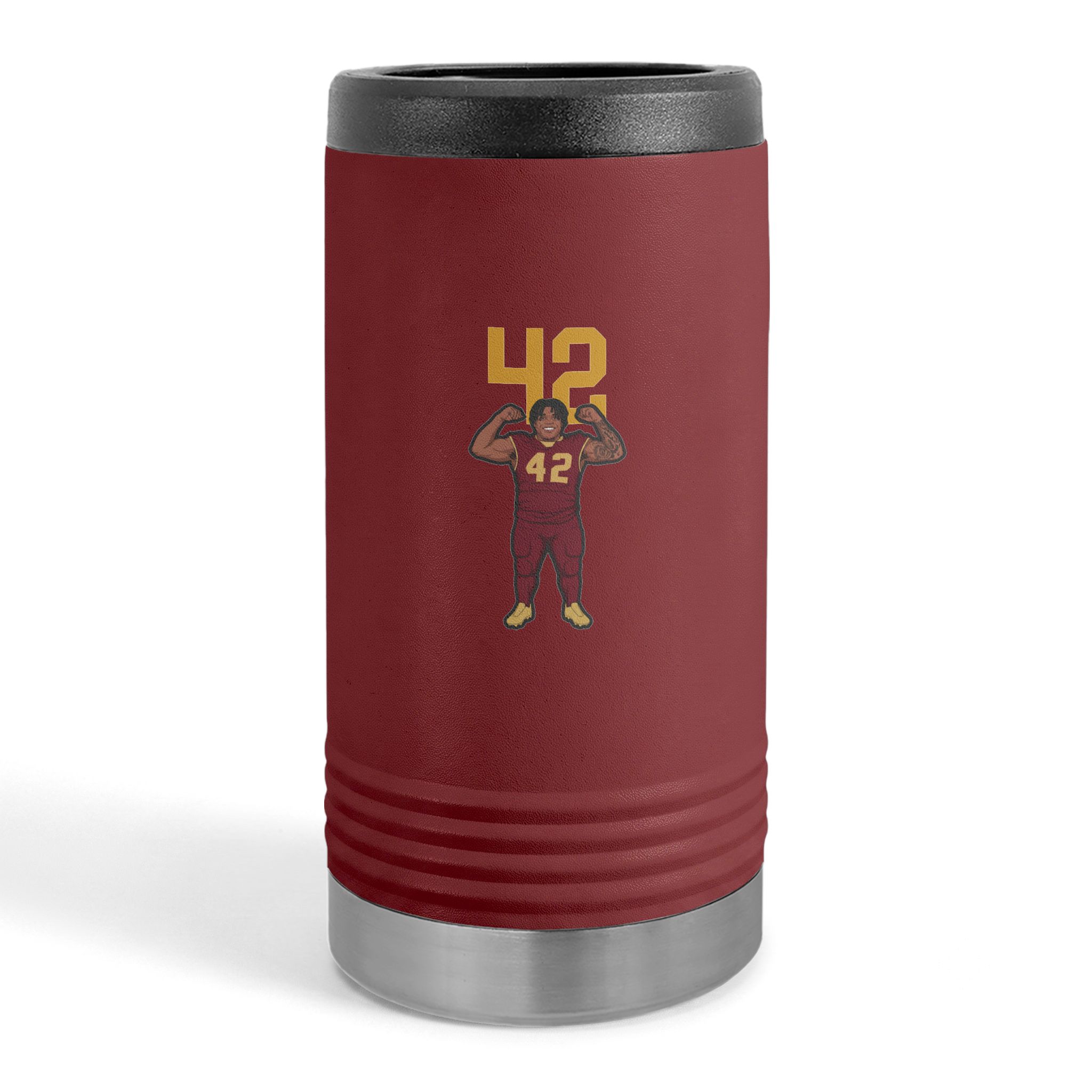 Slim Stainless Can Cooler — character_number_top in Maroon