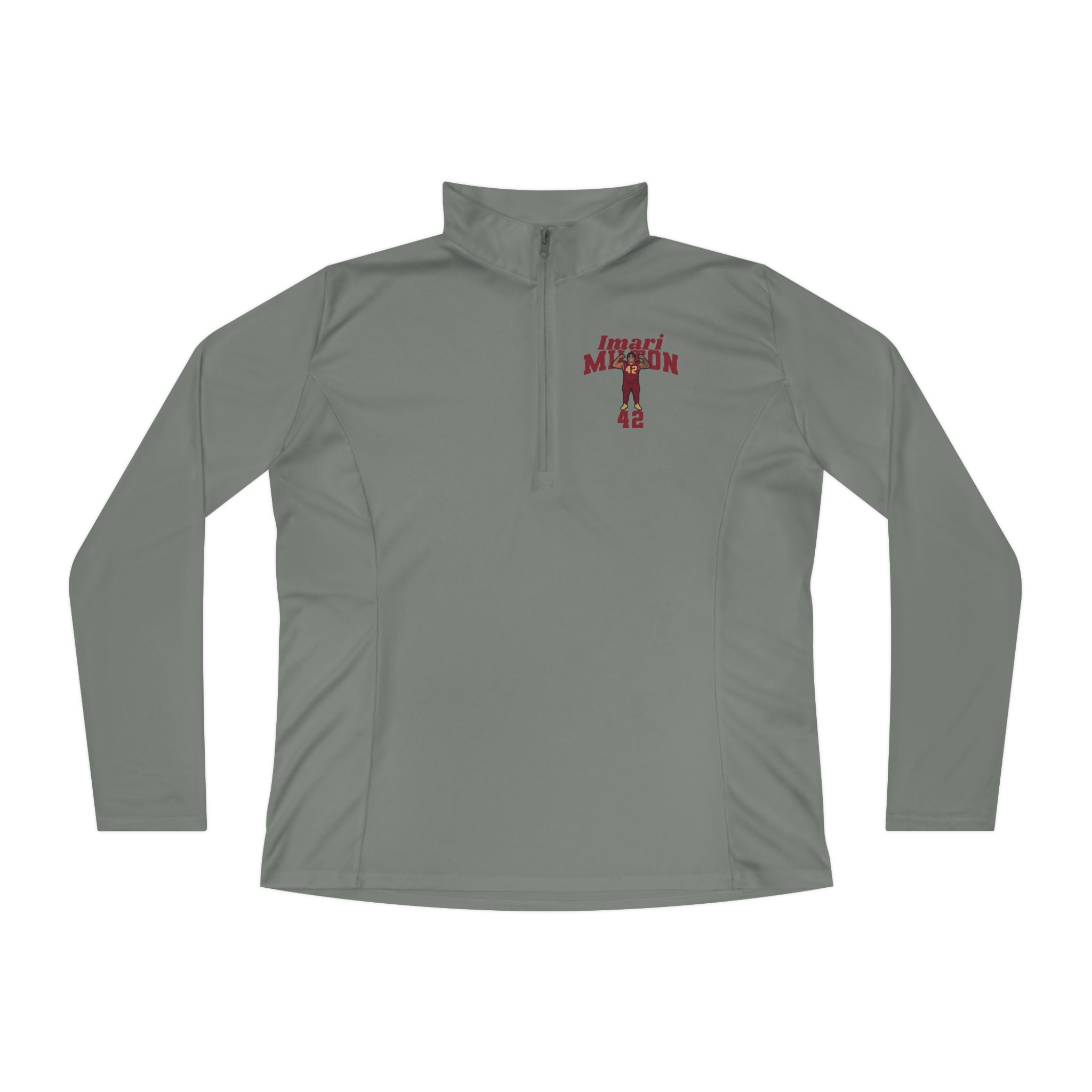Women's Q-Zip Pullover — character_signature_arch in Grey
