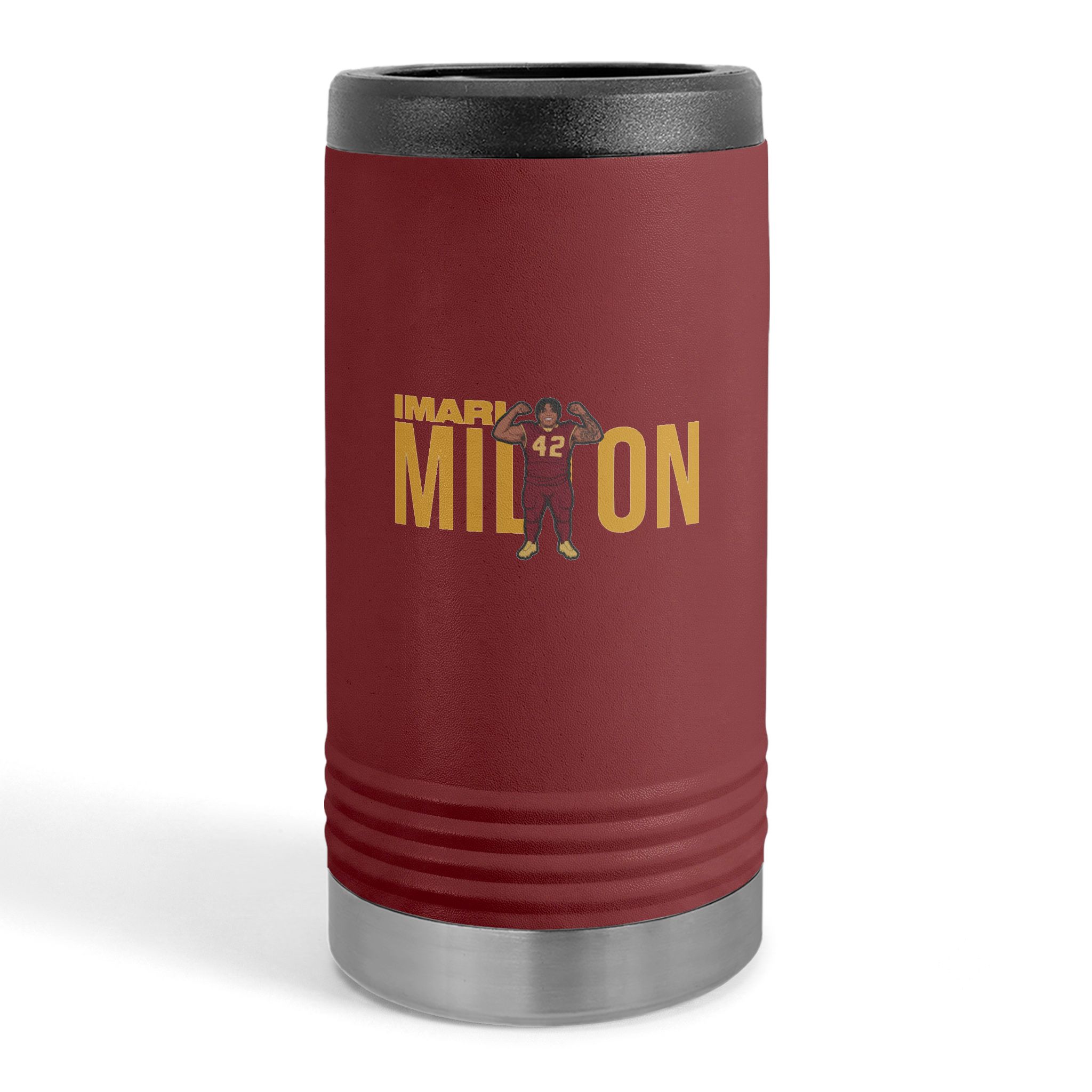 Slim Stainless Can Cooler — character_player_name in Maroon