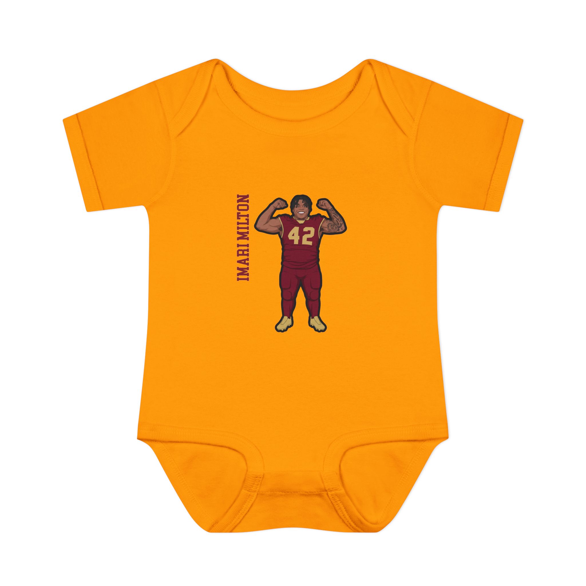 Baby Onesie — character_name_vertical in Gold