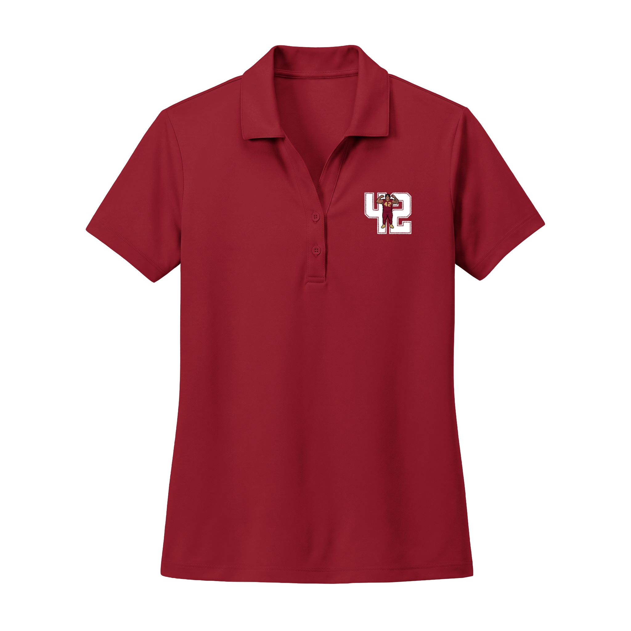 Women's Polo — character_number in Red
