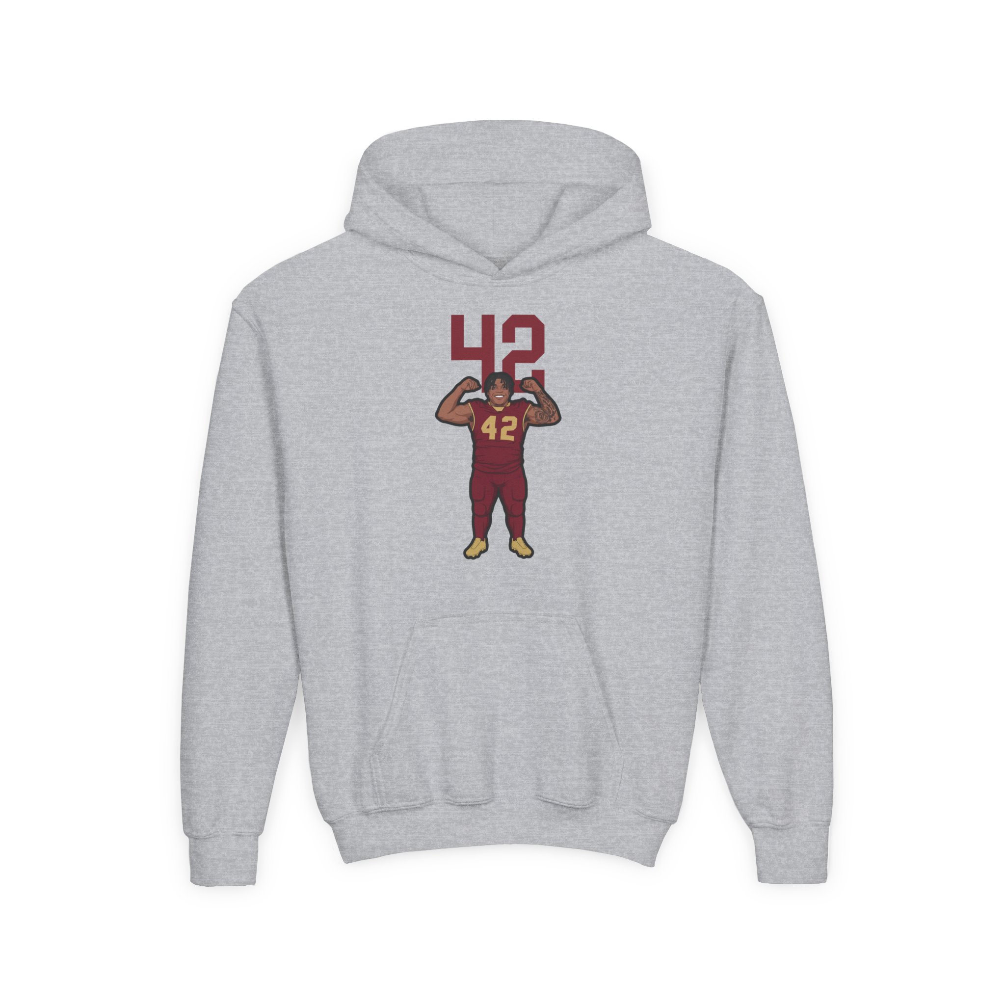 Youth Hoodie — character_number_top in Grey