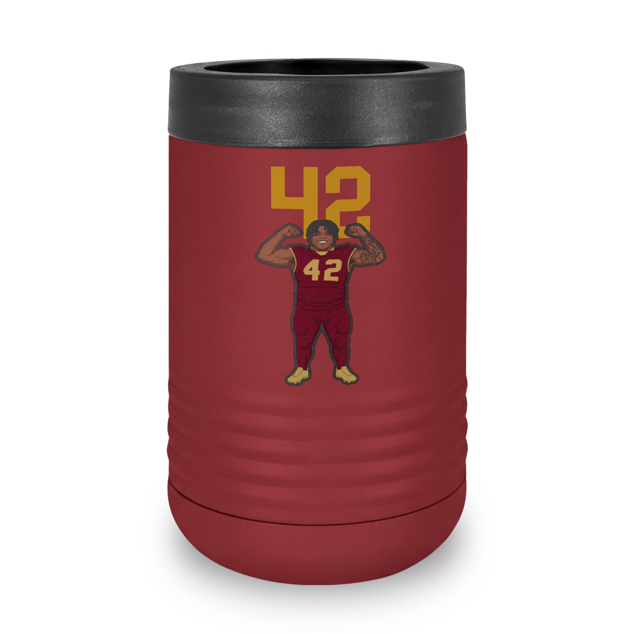 Stainless Can Cooler — character_number_top in Maroon